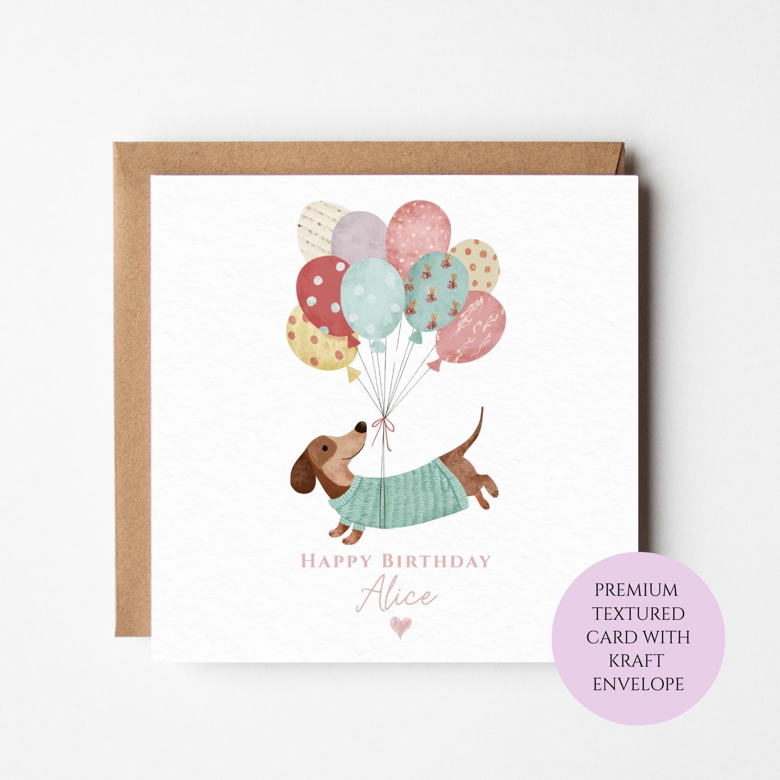 Personalised Watercolour Dachshund Birthday Card, Dog Lover Stationery (Personalisation Available)