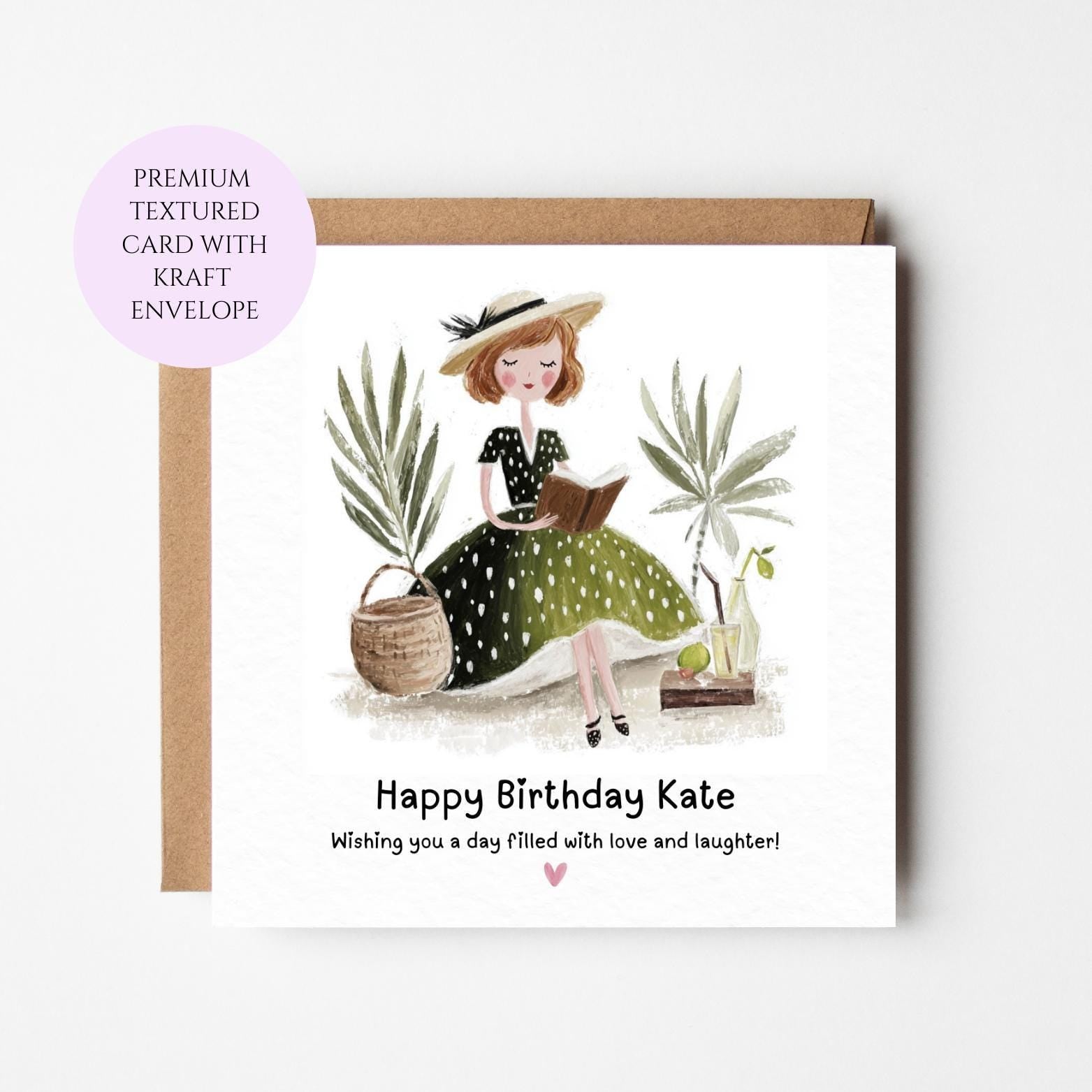Birthday Card for Friend Sister: Whimsical Illustration, Kraft Envelope