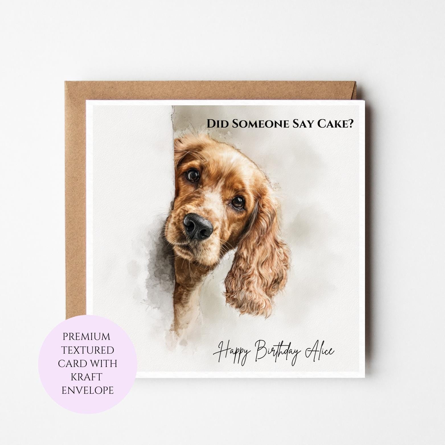 Spaniel Birthday Card – Funny Dog Watercolor Art for Sister, Friend, Mum