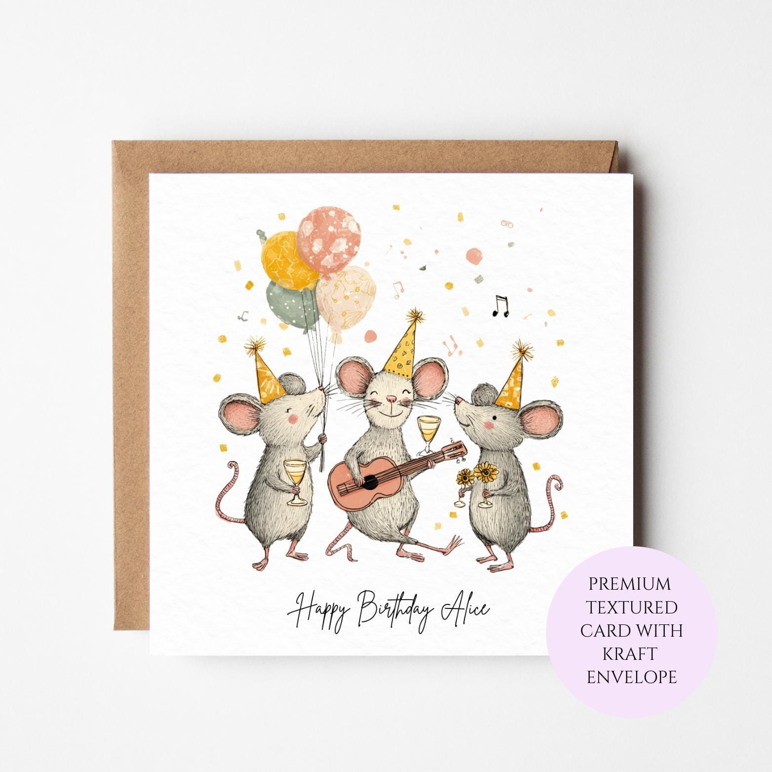 Personalised Birthday Card, Mice Party Design