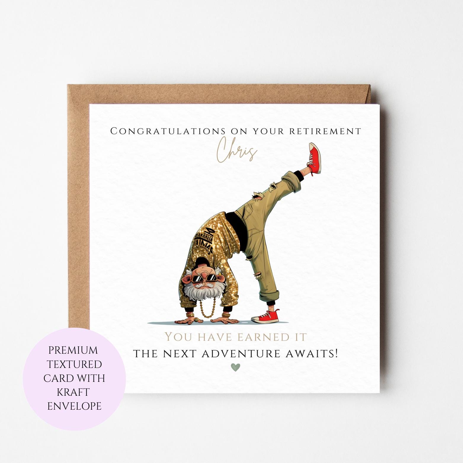 Humorous Retirement Card, Watercolour Design, Textured Cardstock, UK Printed, Next Adventure Awaits