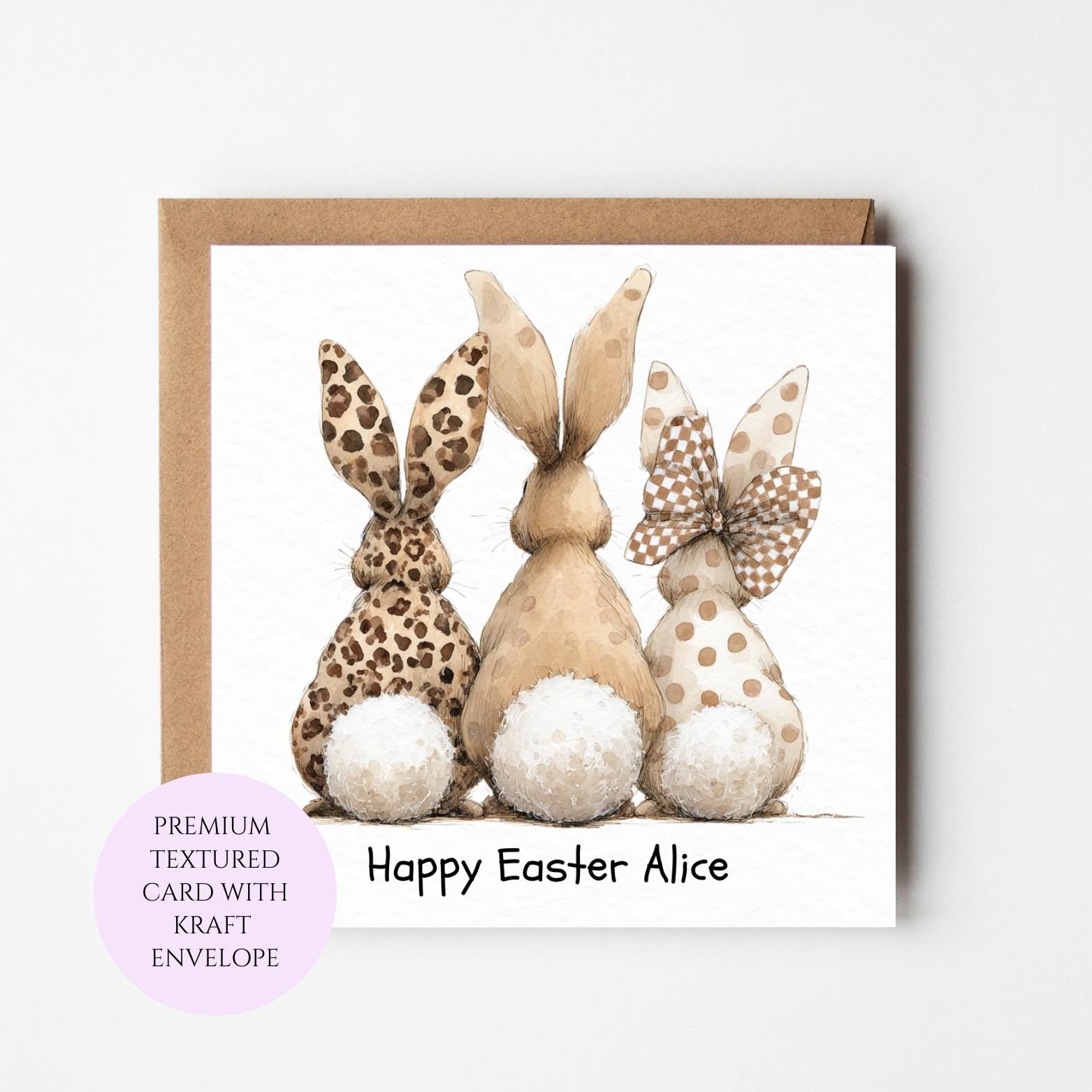 Personalised Bunny Trio Easter Card
