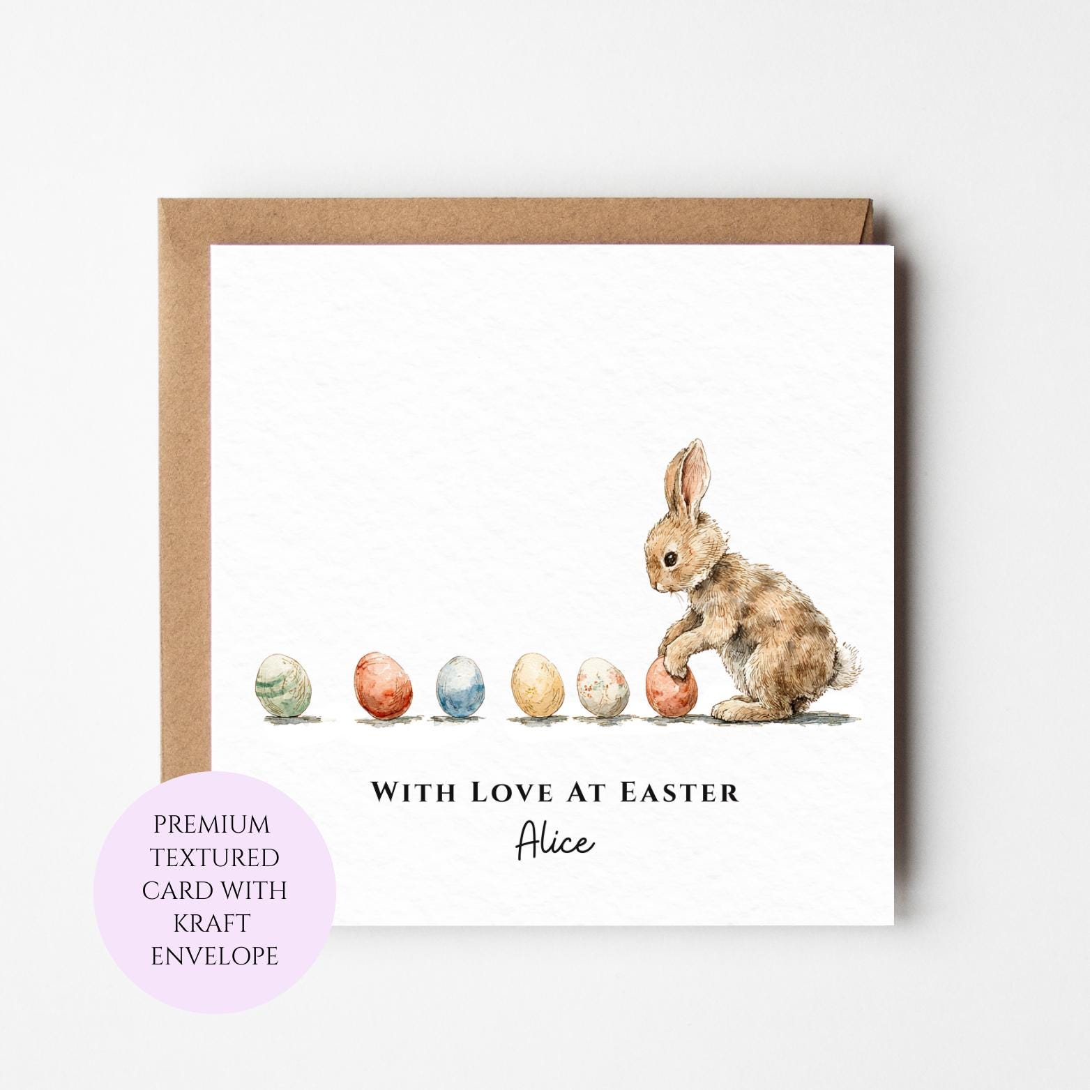 Personalised Bunny Easter Egg Row Card