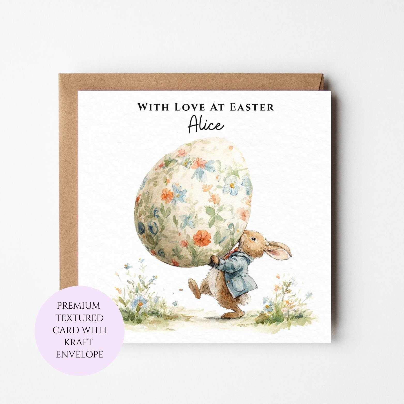 Personalised Bunny Carrying Giant Easter Egg Card