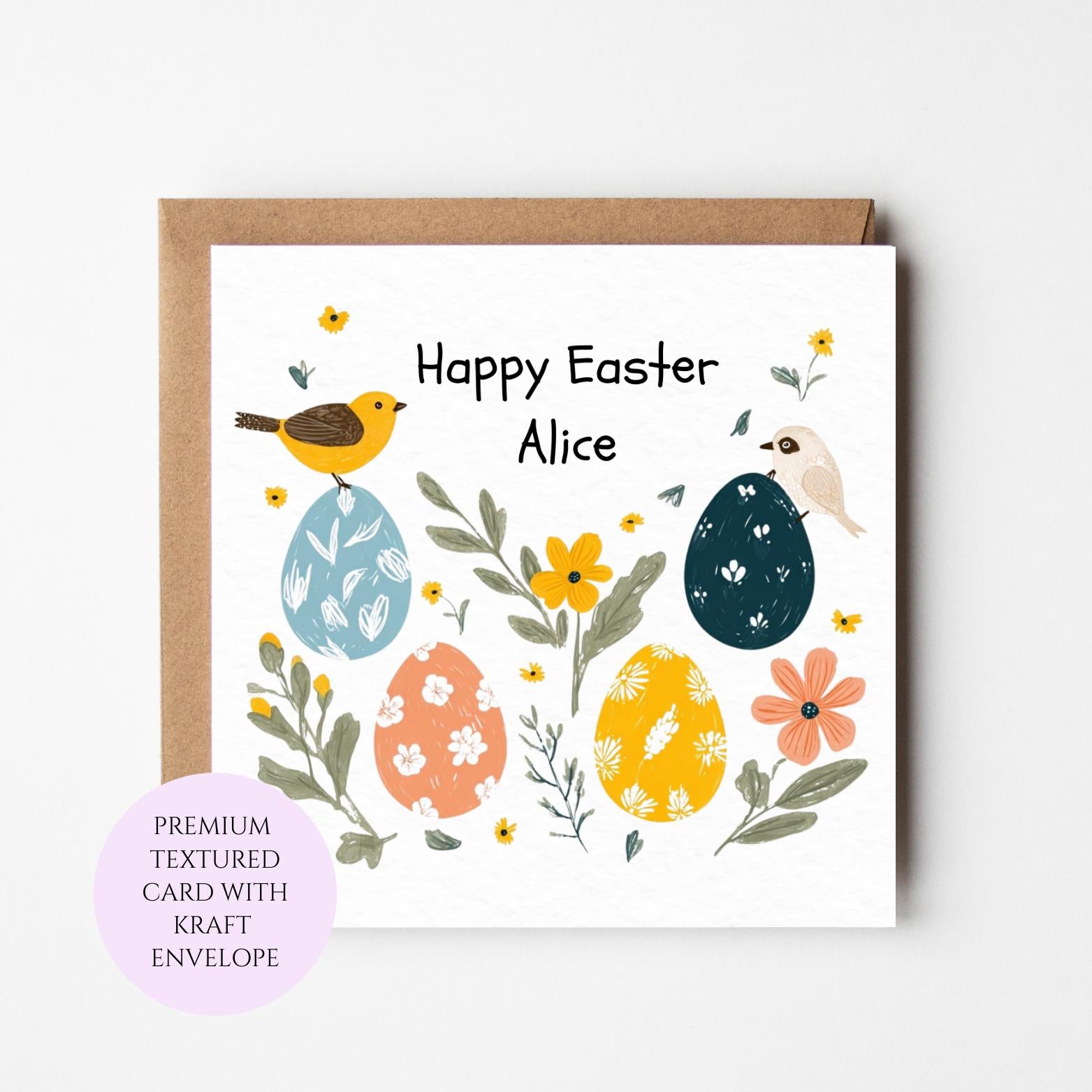Personalised Easter Eggs and Bird Card