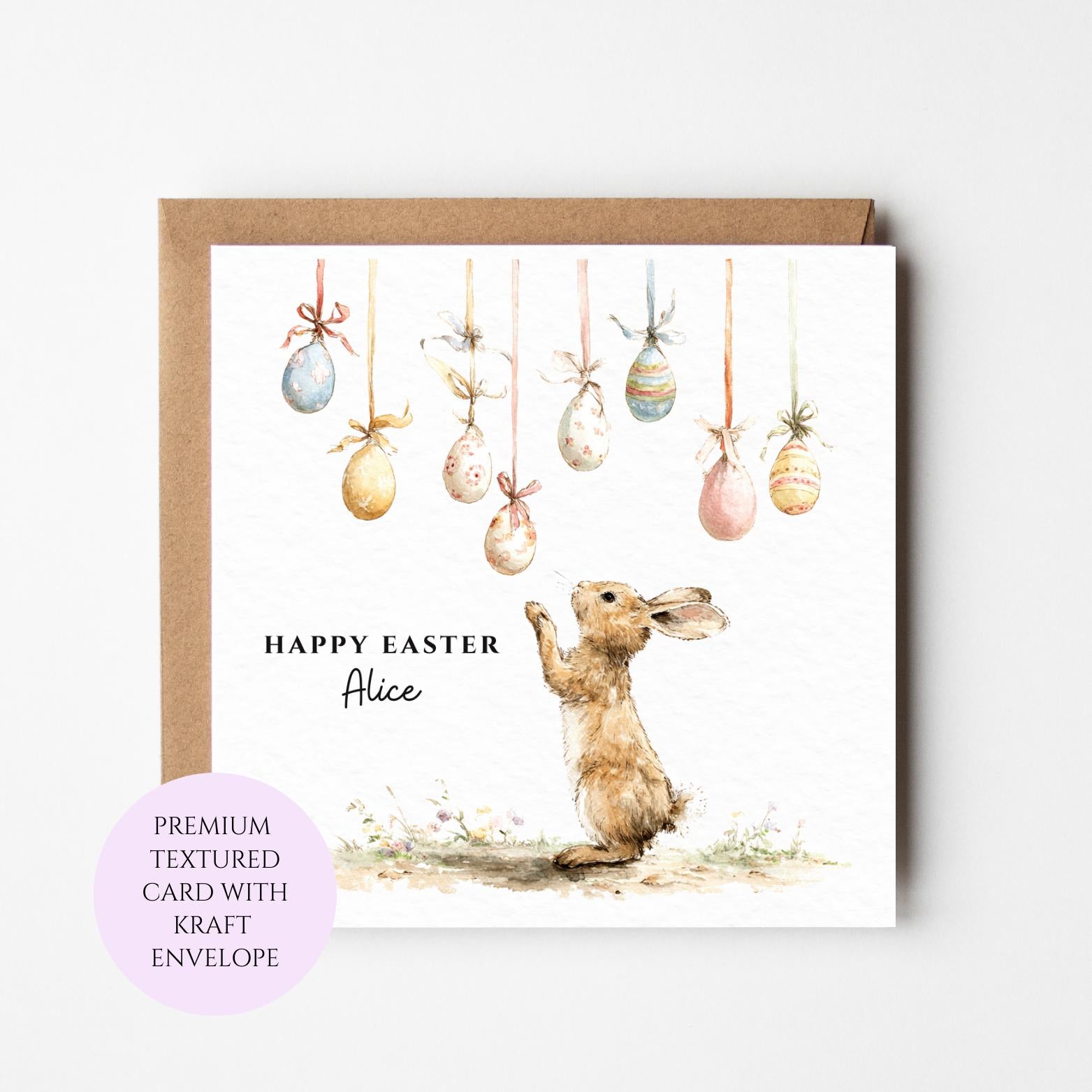 Personalised Easter Bunny Hanging Eggs Card