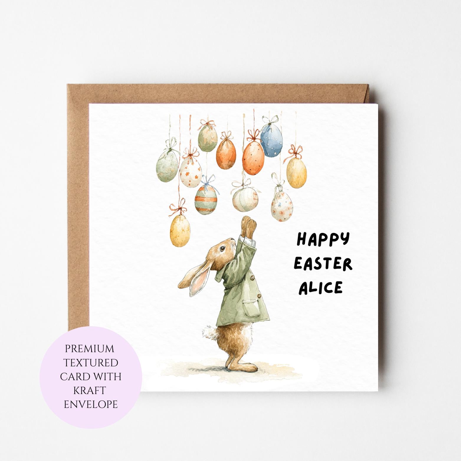 Personalised Easter Bunny Coat Card