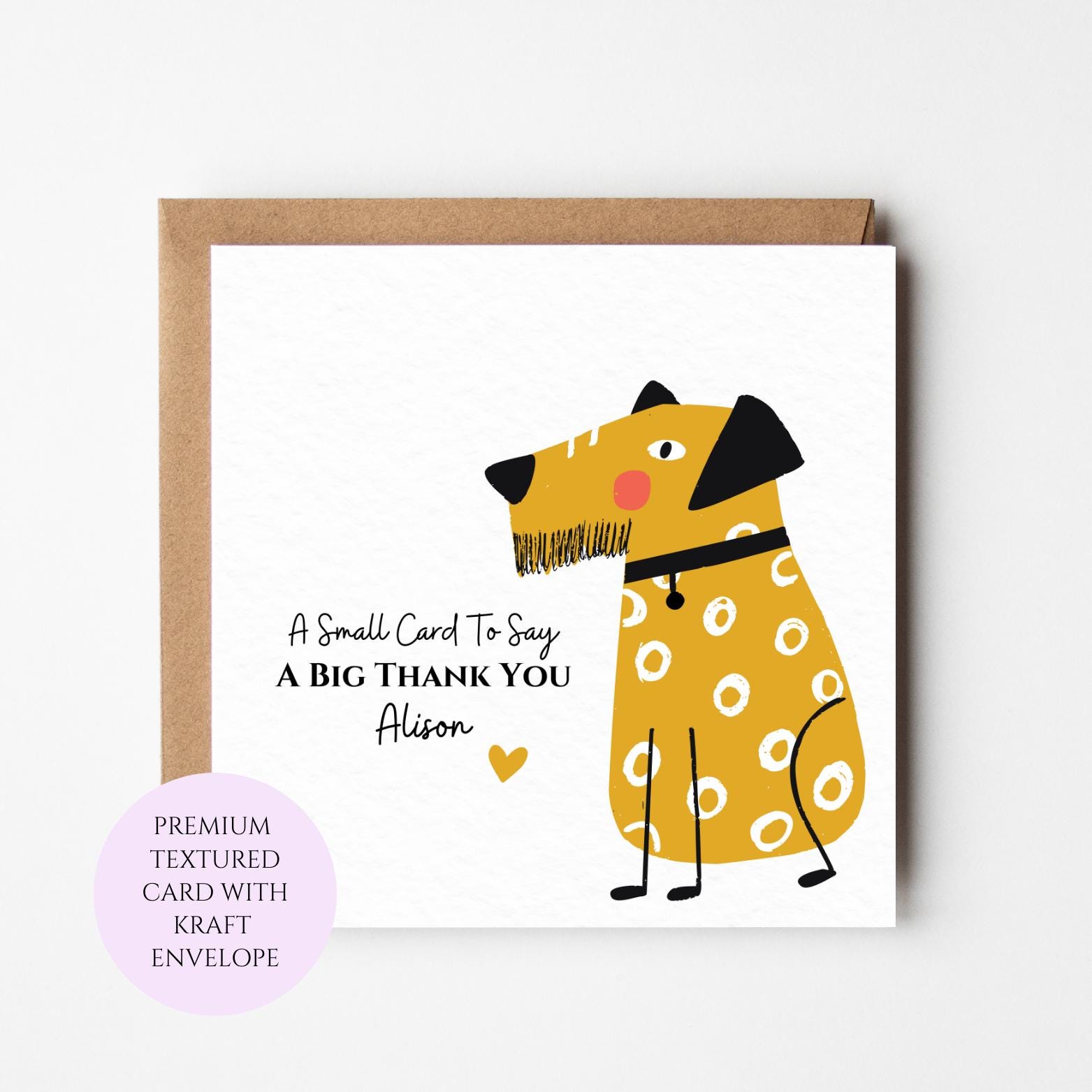 Personalised Dog Thank You Card, Colourful Sketch Design, Animal Greeting Card