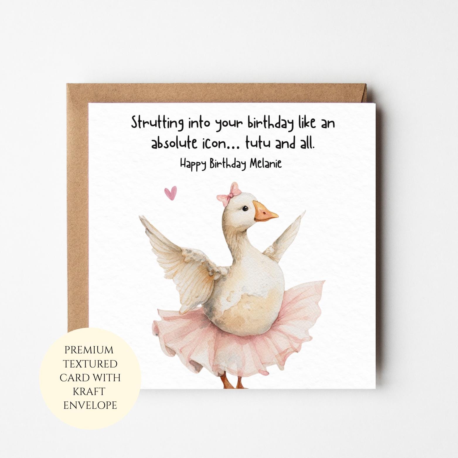 Birthday Card for Sister Friend, Funny Duck Ballerina Greeting Card