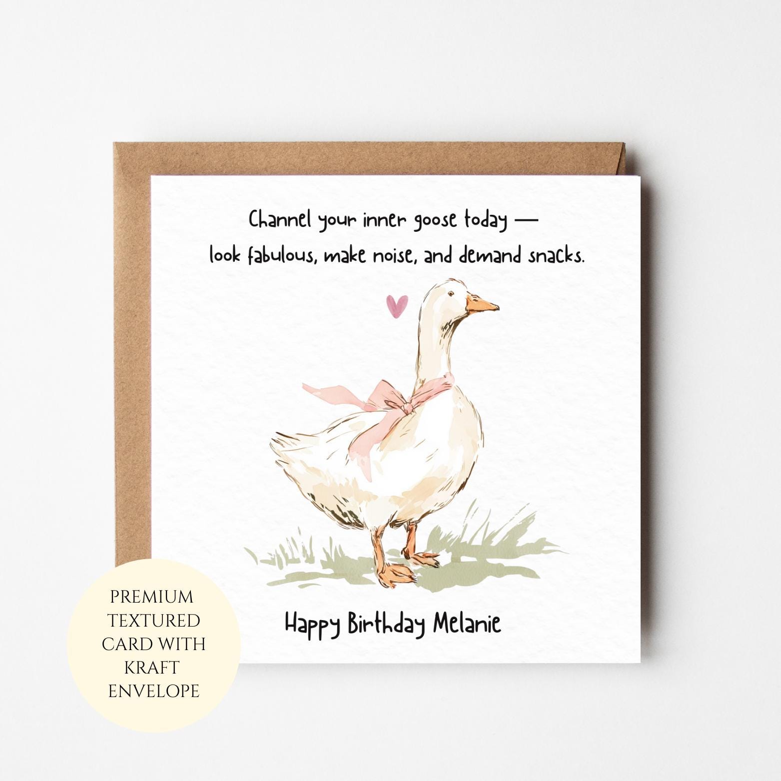 Sassy Goose Birthday Card for Her, Funny Friend Sister Greeting, Humorous Gift