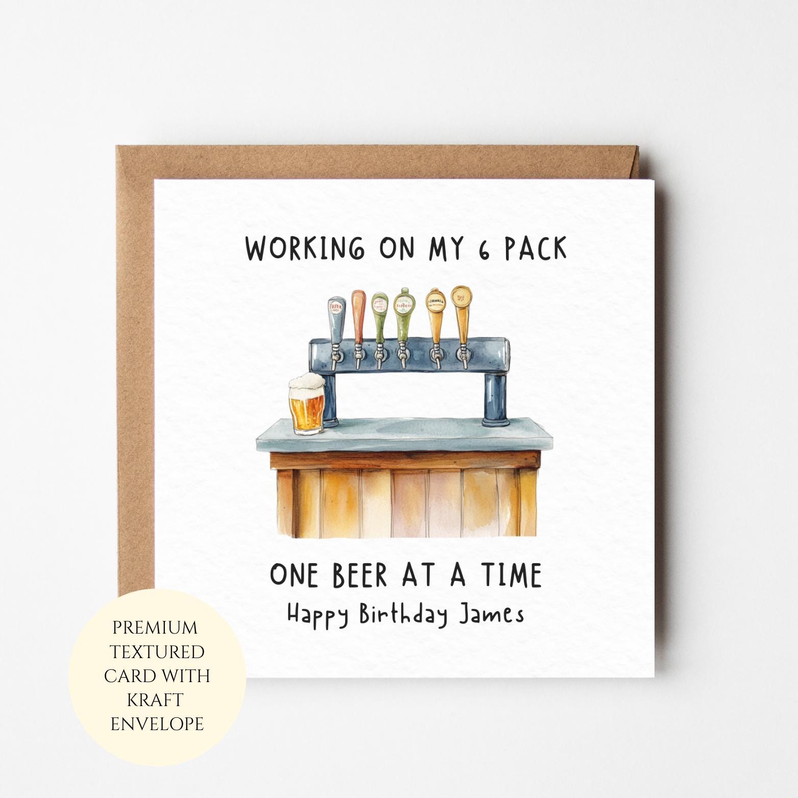 Funny Birthday Card for Him, Dad, Husband, Beer Lover (Happy Birthday James)