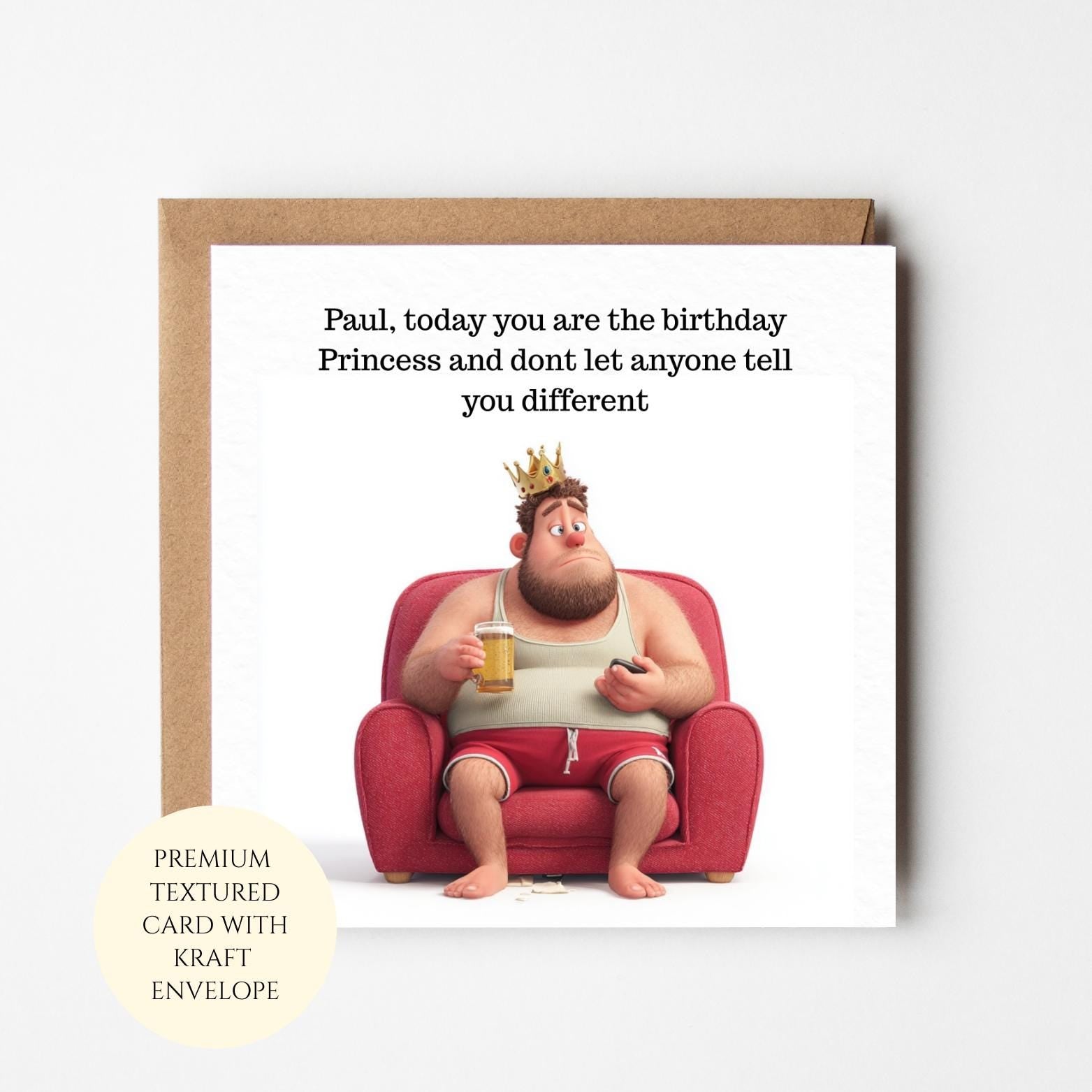 Birthday King Card: Humorous Design - Personalised