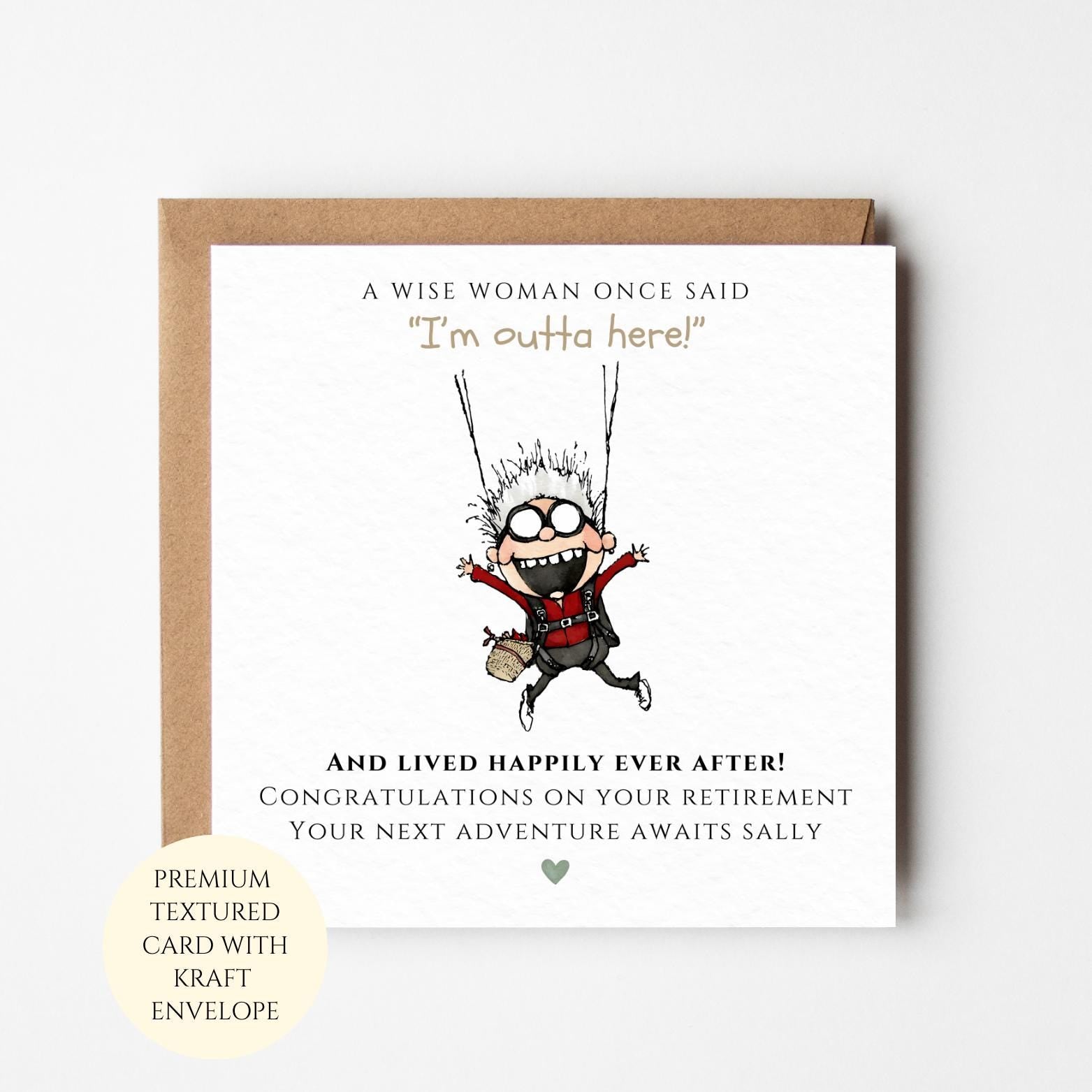 Funny Retirement Card for Her: Parachute Design, Humorous Message