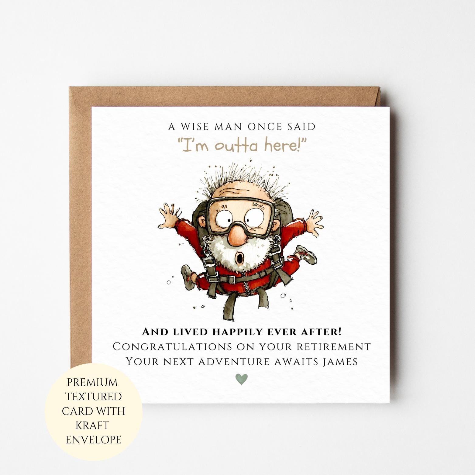 Funny Retirement Card: Parachute Adventure Design for Him