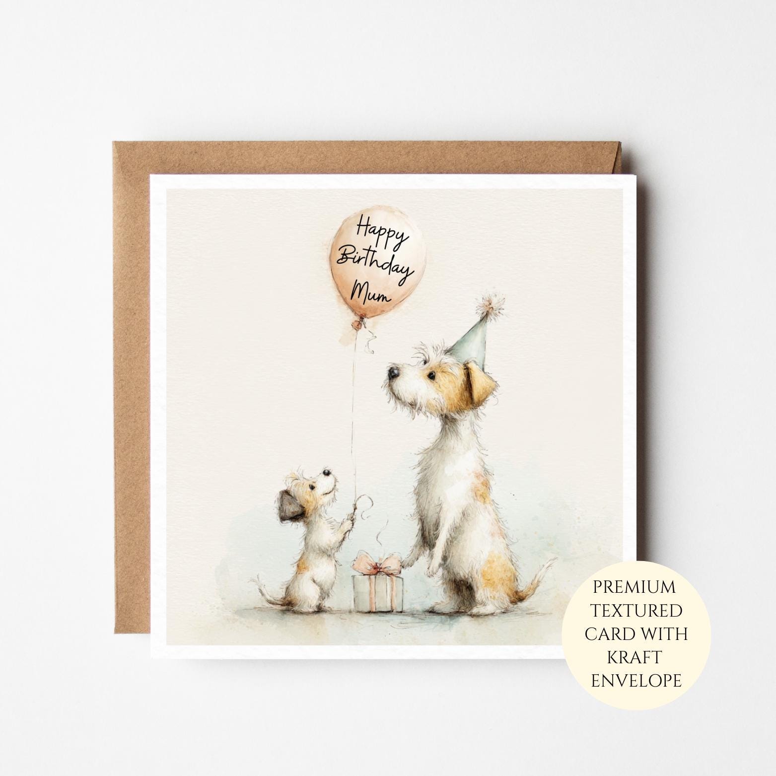 Dog Mum Birthday Card: Watercolor Puppy Design, Personalised