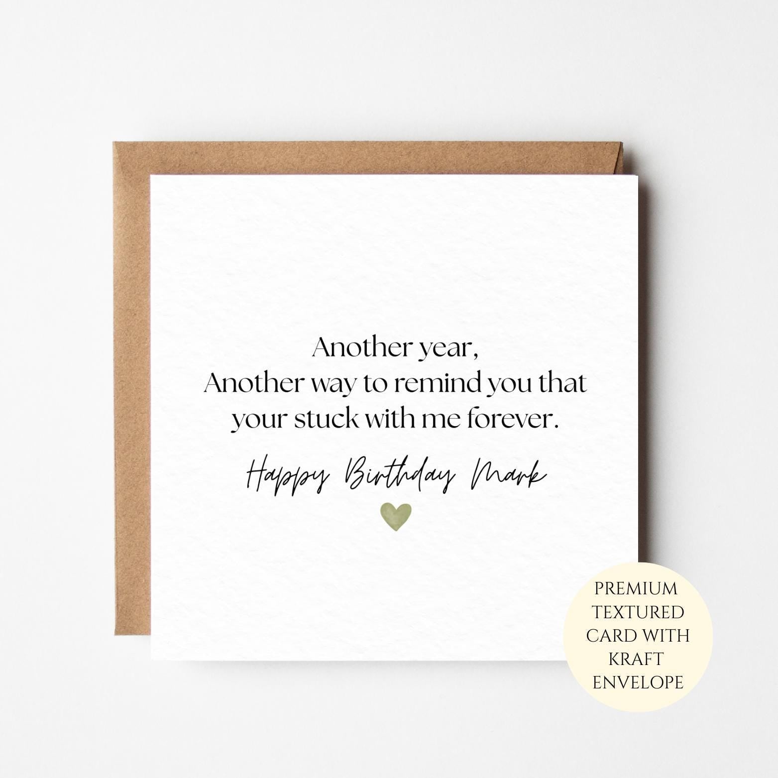 Husband Birthday Card, Meaningful Message (Personalised Option)