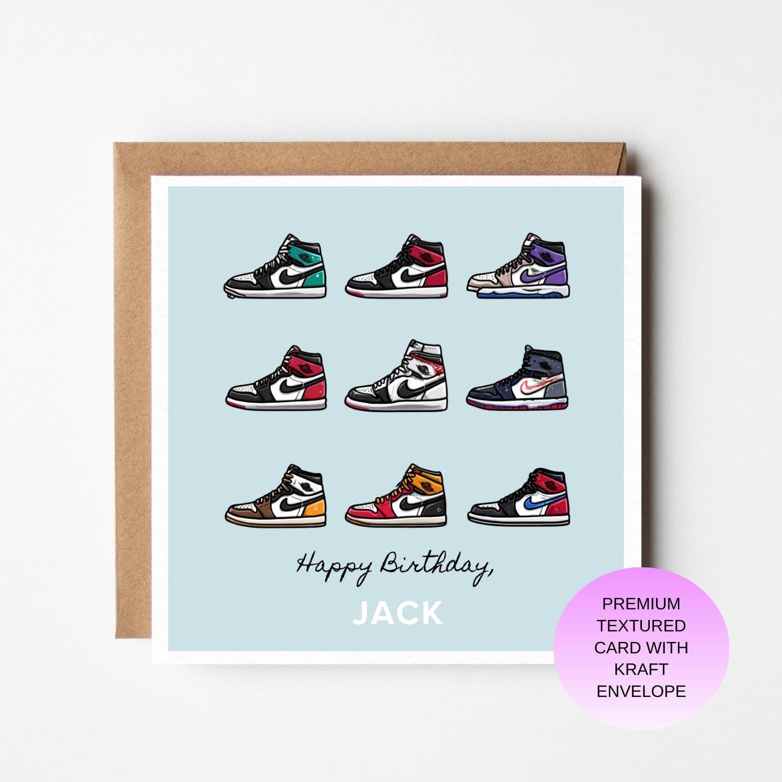 Retro Trainer Birthday Card - Colorful Sneaker Collection