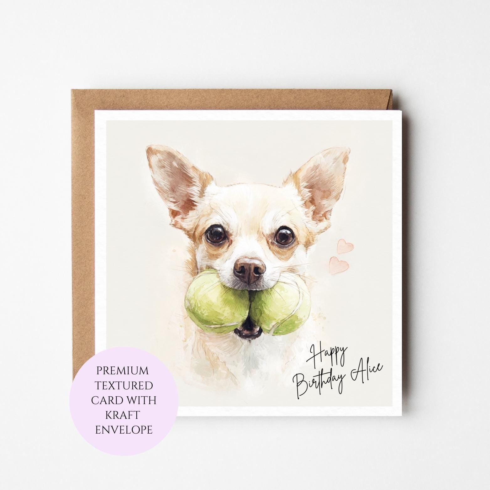Personalised Chihuahua Birthday Card – Dog Illustration, Textured Card