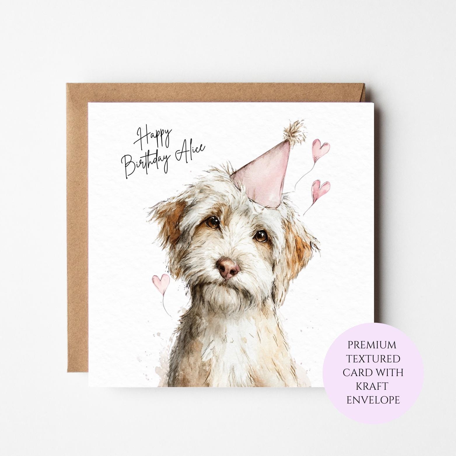 Personalised Scruffy Terrier Birthday Card – Watercolour Dog Art for Her