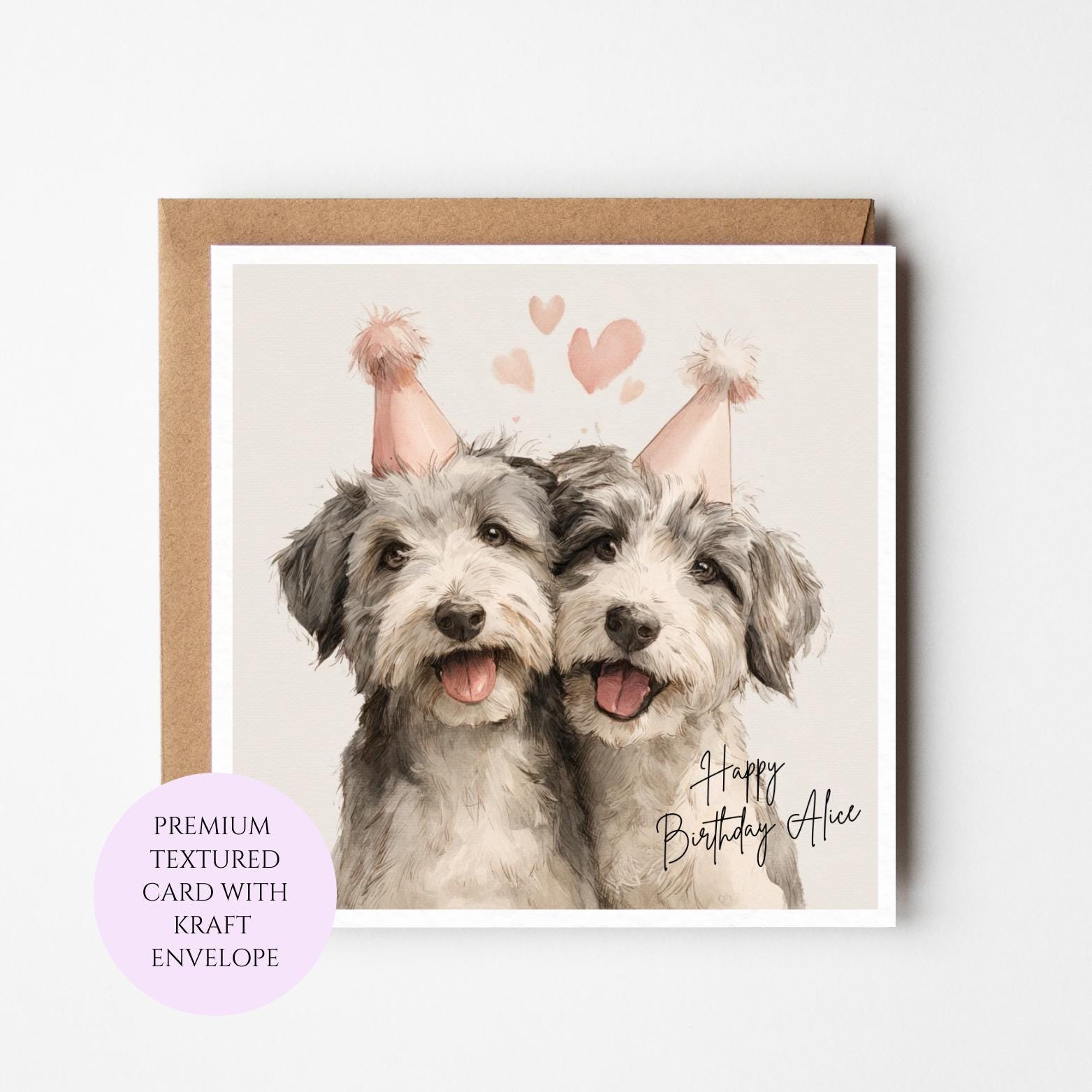 Personalised Schnauzer Birthday Card – Watercolor Dog Art, Sister Friend Mum Gift