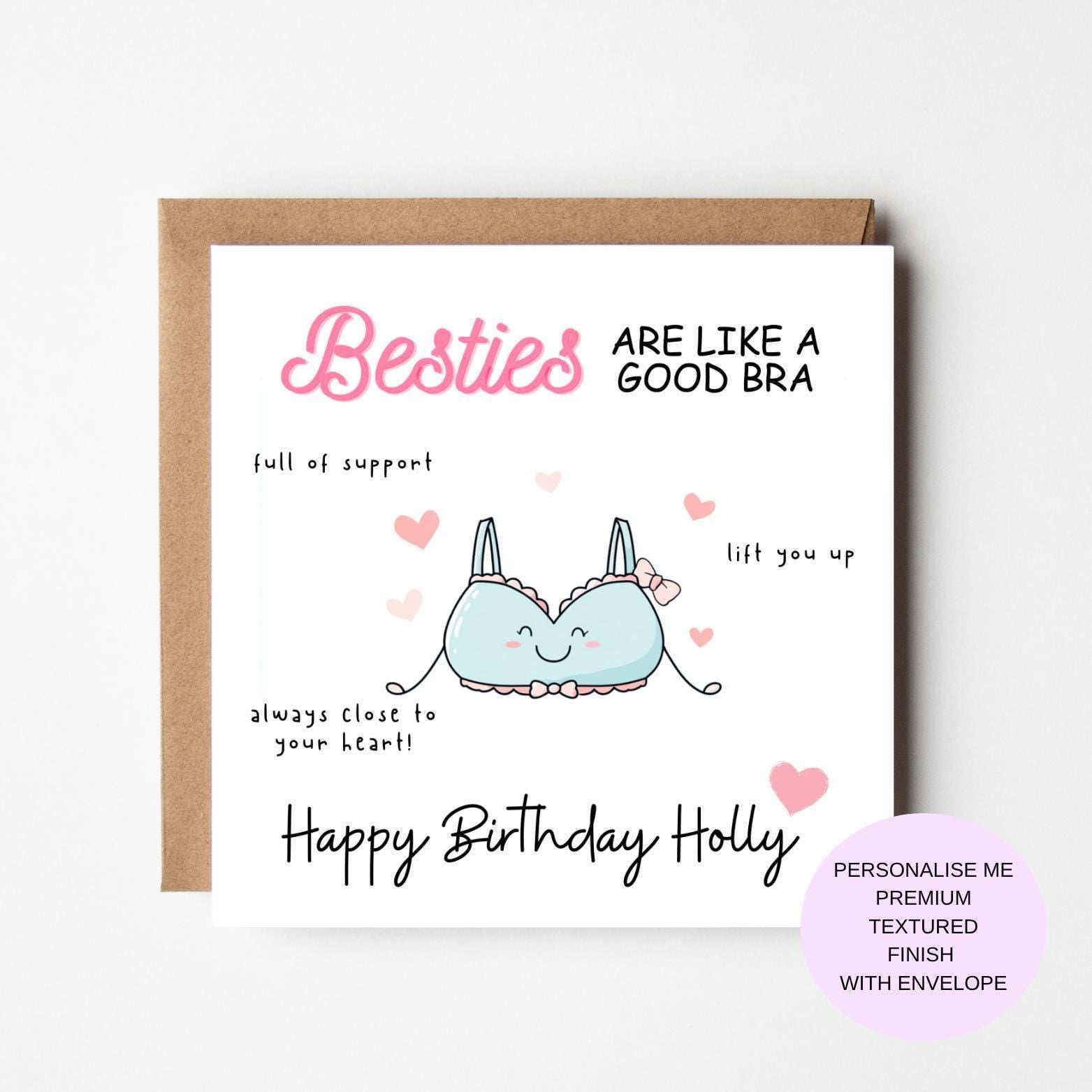 Friend Card: Witty Bra Illustration, Birthday Greeting (Cardstock)
