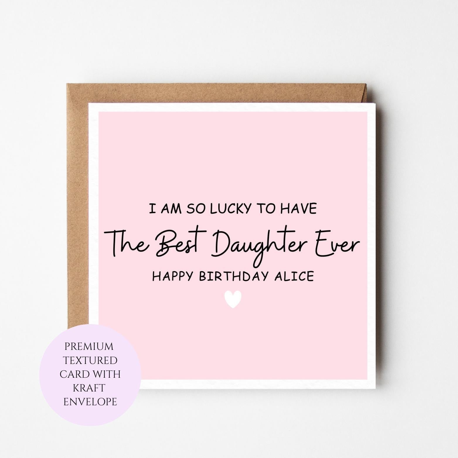 Birthday Card for Daughter, Textured Card, Kraft Envelope, Keepsake