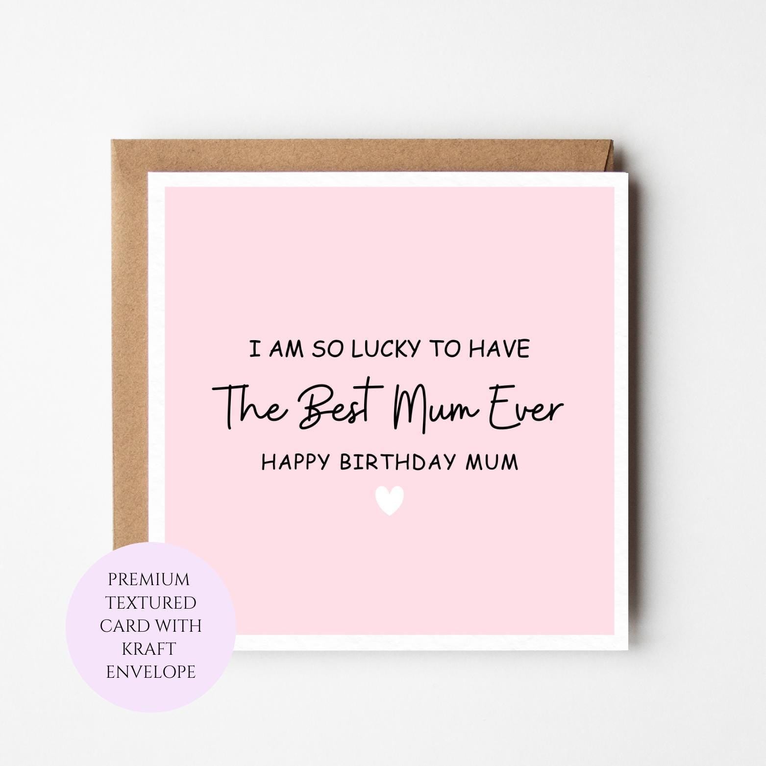 Birthday Card for Mum, Textured Card, Kraft Envelope