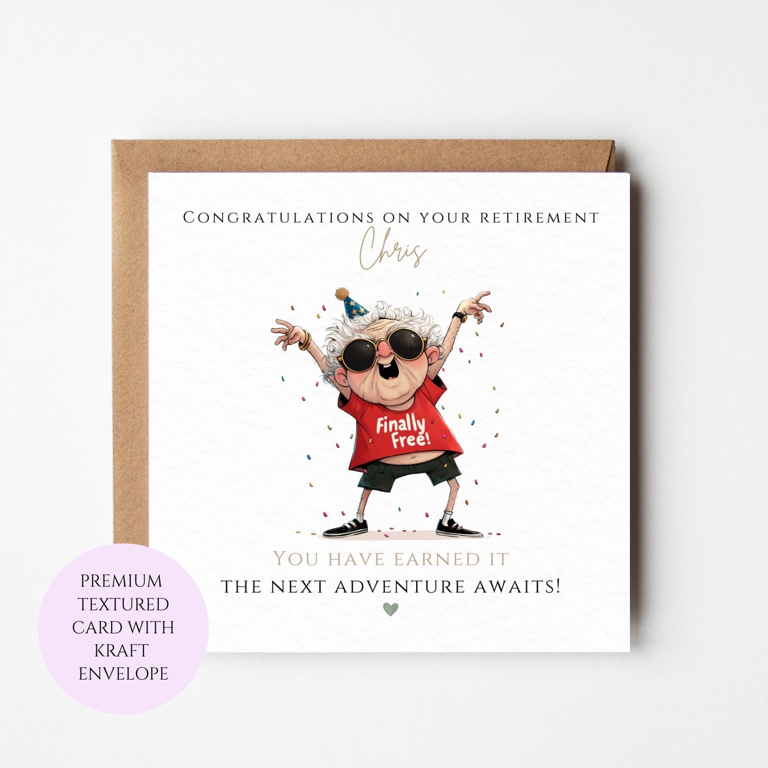 Funny Retirement Card, Humorous Congratulations, Textured Cardstock, UK Printed