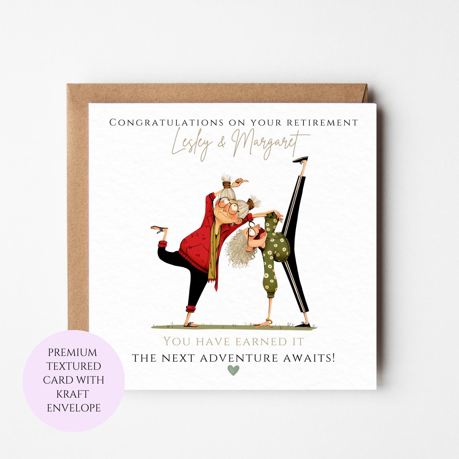 Humorous Retirement Card, Watercolour Art, Congratulations Next Adventure, Textured Cardstock (150x150mm)