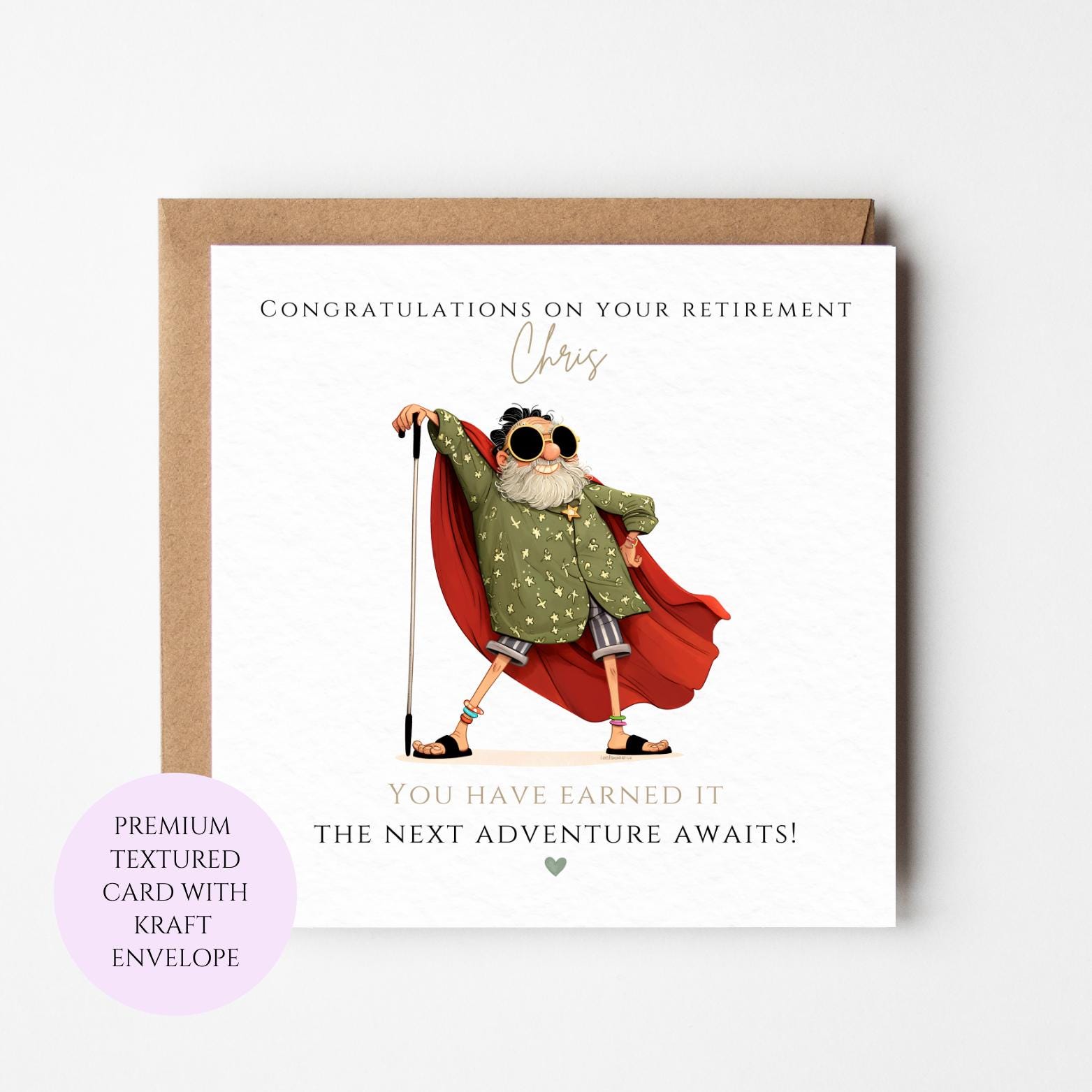 Superhero Retirement Card for Him, Watercolour Adventure Awaits Greeting Card