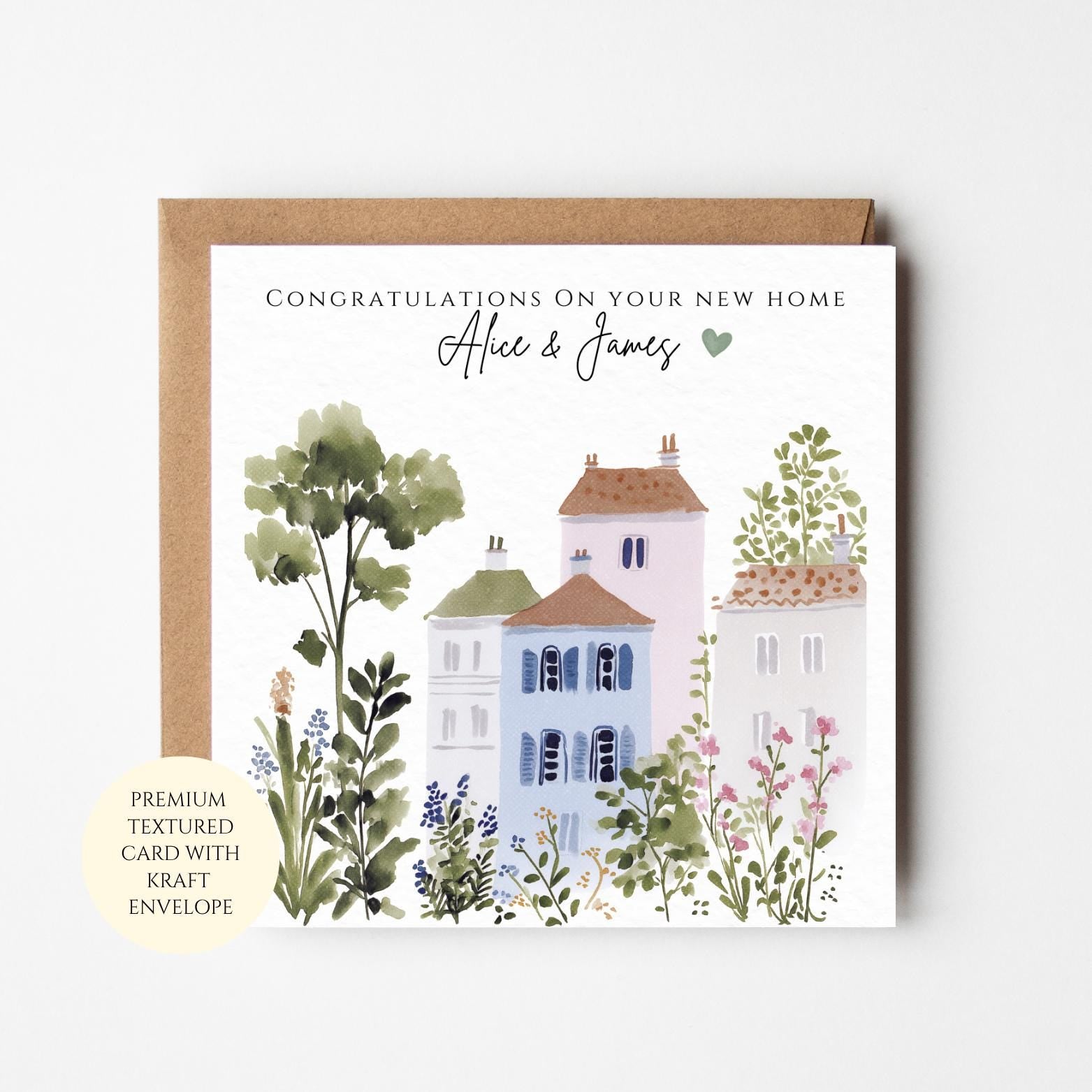 New Home Card: Floral Watercolor Design - Housewarming Keepsake