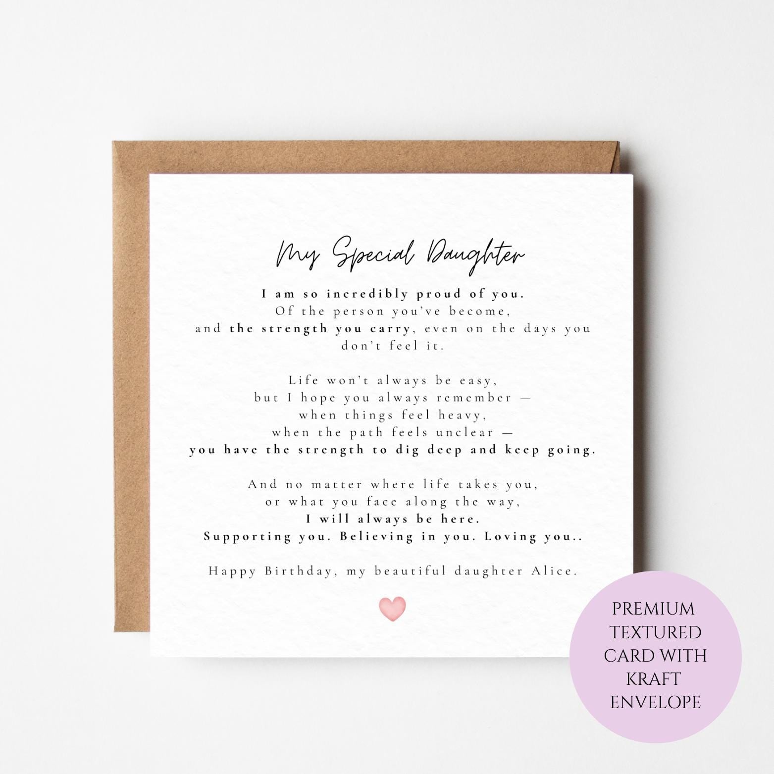 Personalised Daughter Birthday Card, Proud Message, Strength to Keep Going