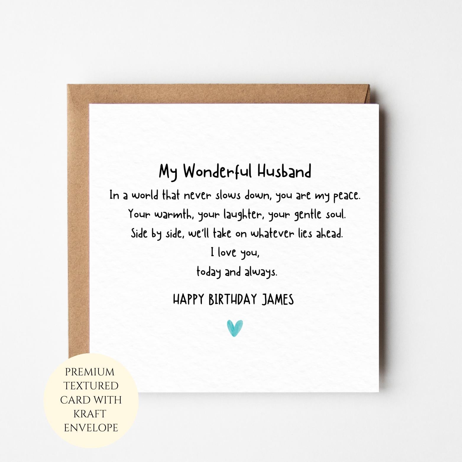 Personalised Romantic Husband Birthday Card From Wife – Happy Birthday Him