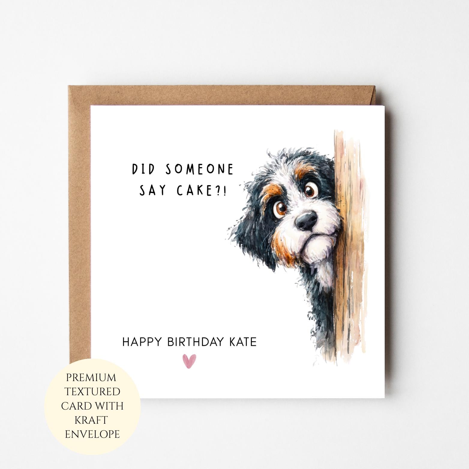 Personalised Bernese Mountain Dog Birthday Card for Her, Dog Lover Gift