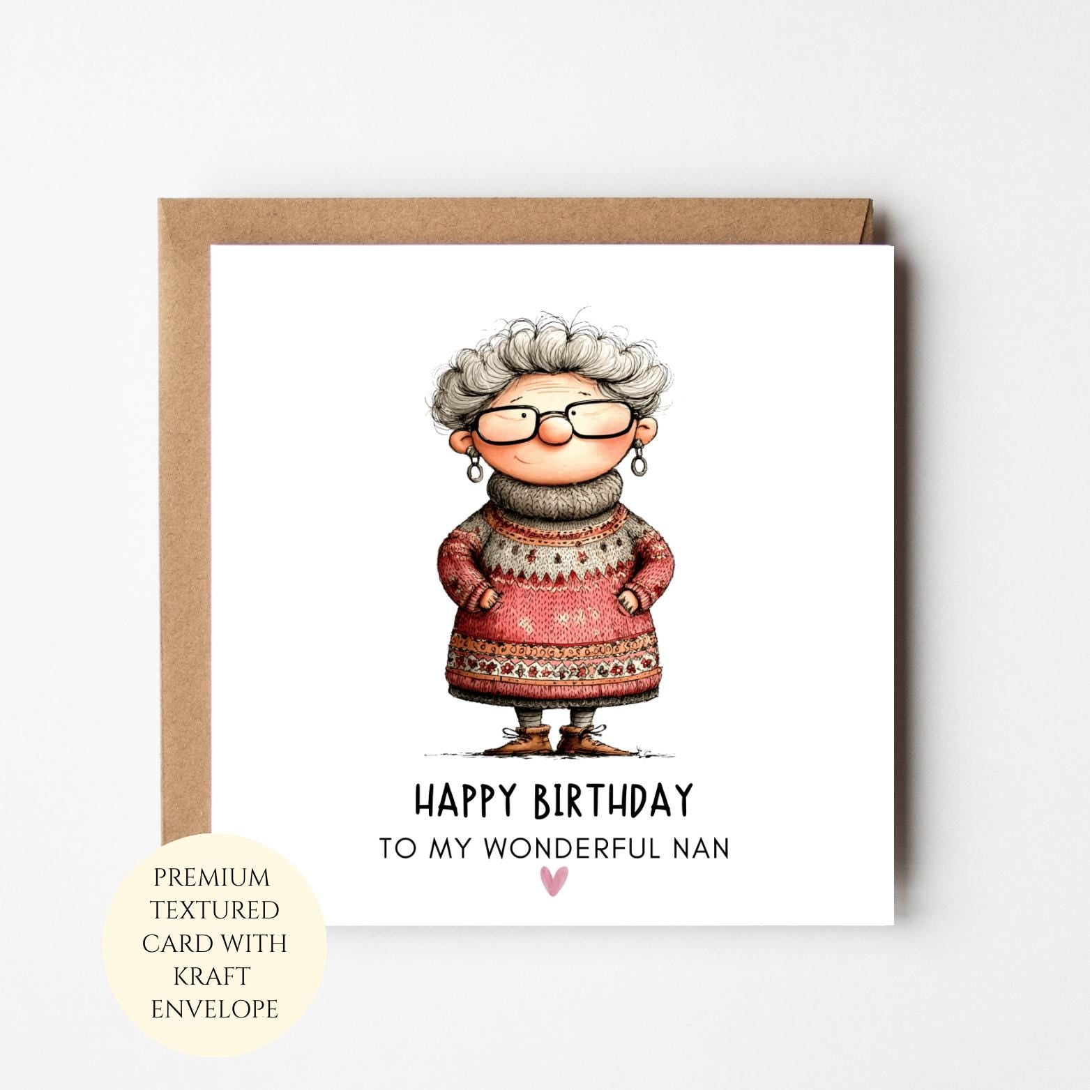 Birthday Card for Nanny from Grandchild, Charming Grandma Greeting Card
