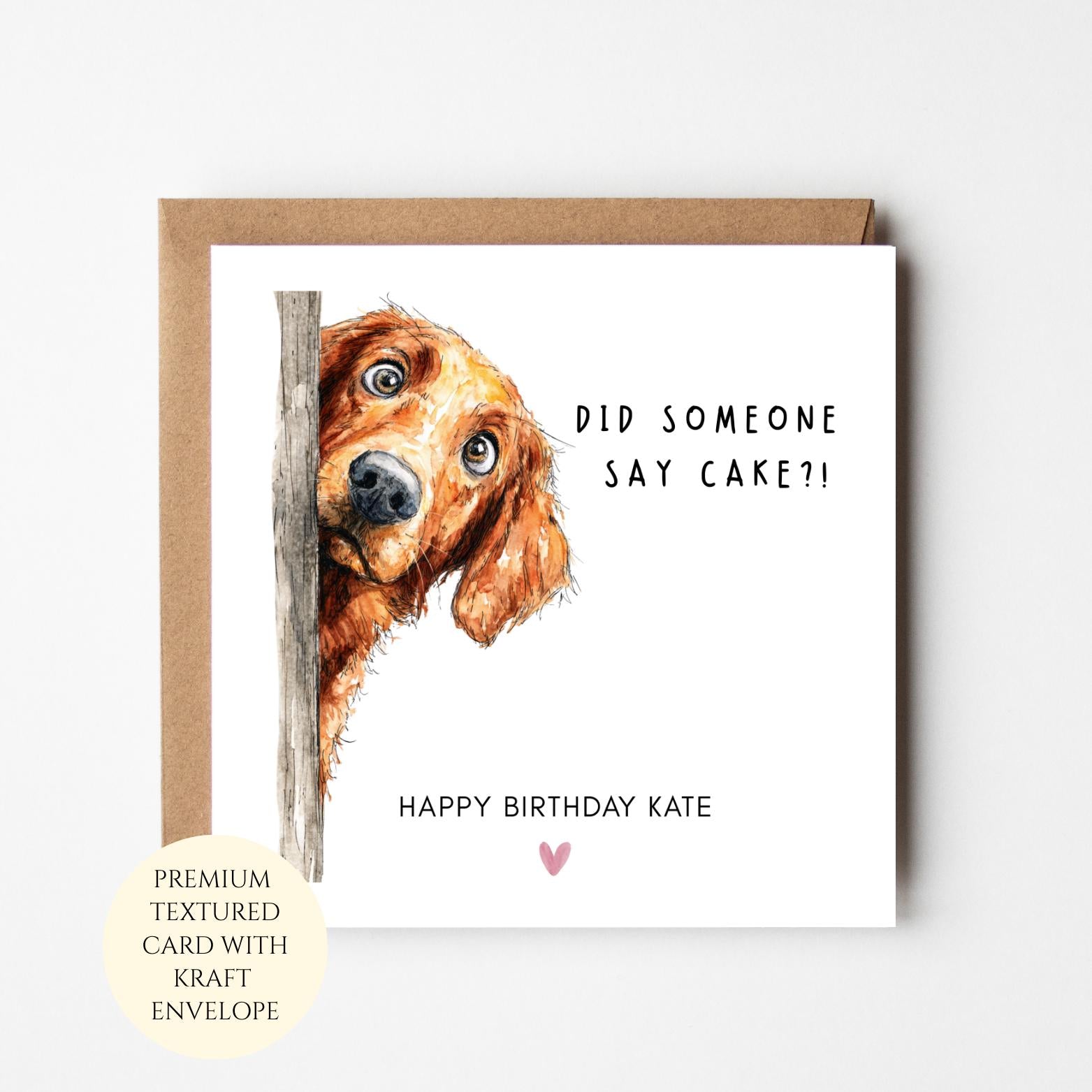 Personalised Spaniel Birthday Card: Did Someone Say Cake? Dog Lover Gift