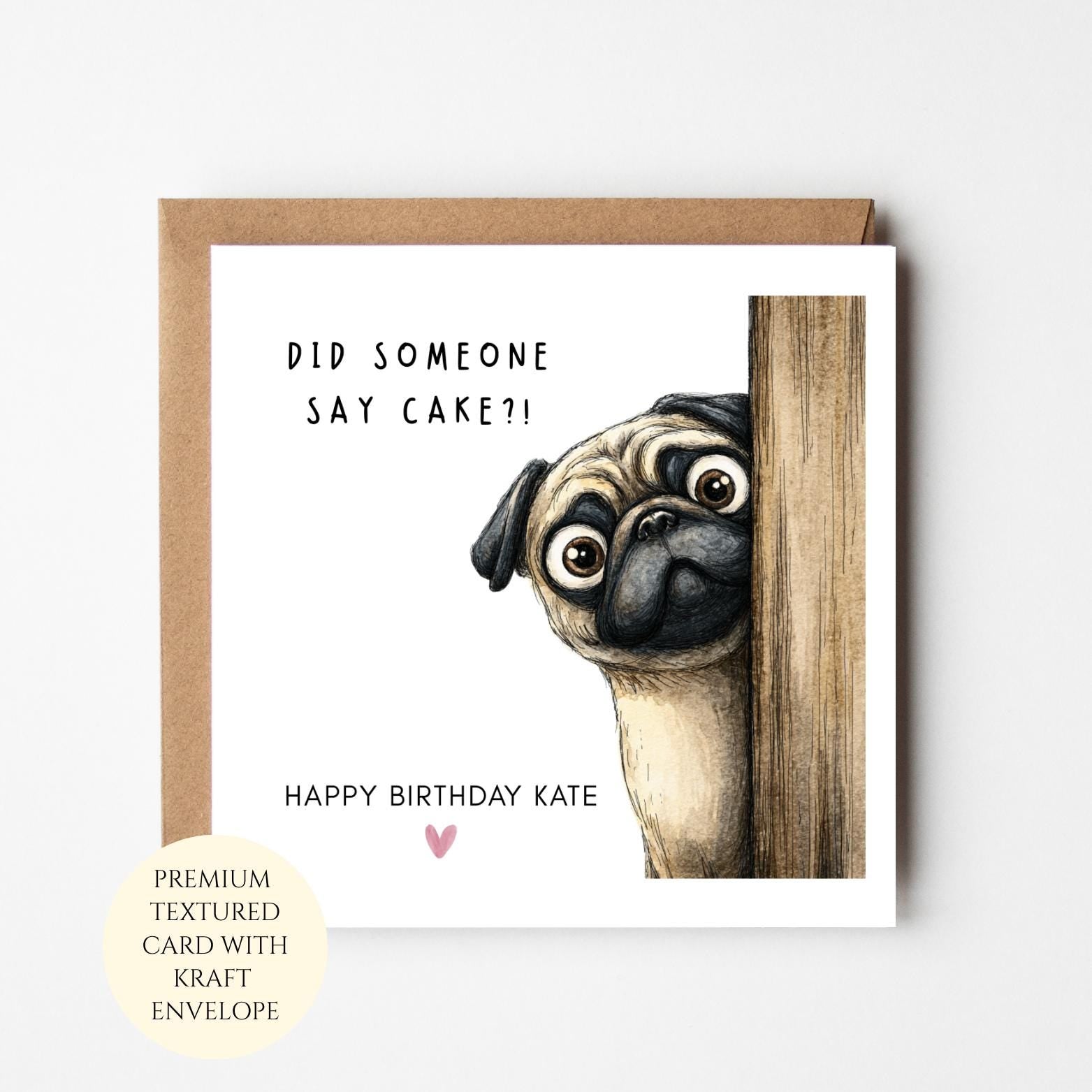 Personalised Pug Birthday Card: Funny Dog Lover Greeting for Her