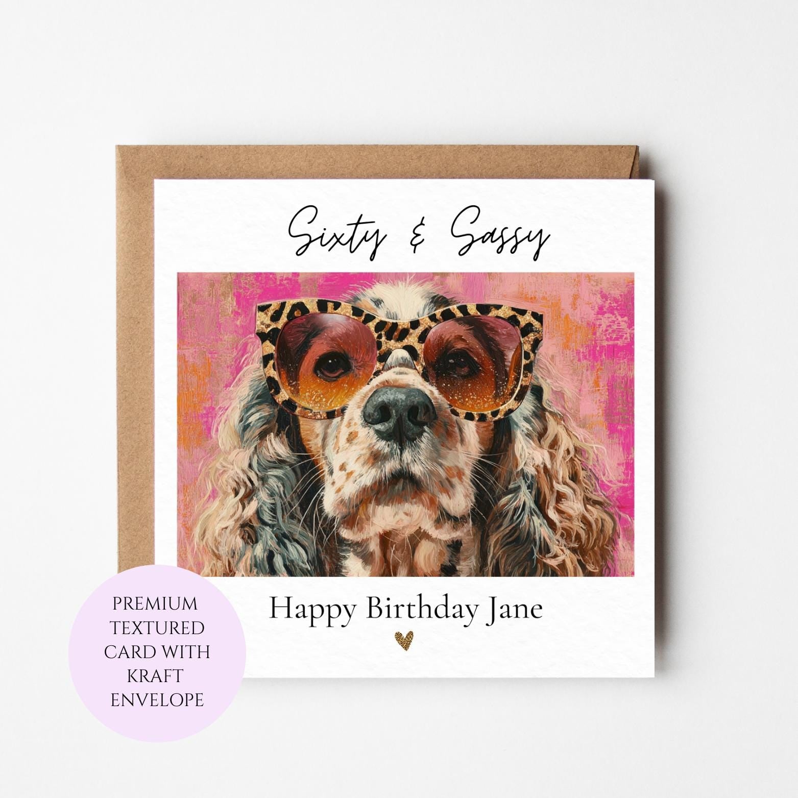 Sixty Sassy Dog Birthday Card, Chic Dog Lover 60th Celebration Greeting