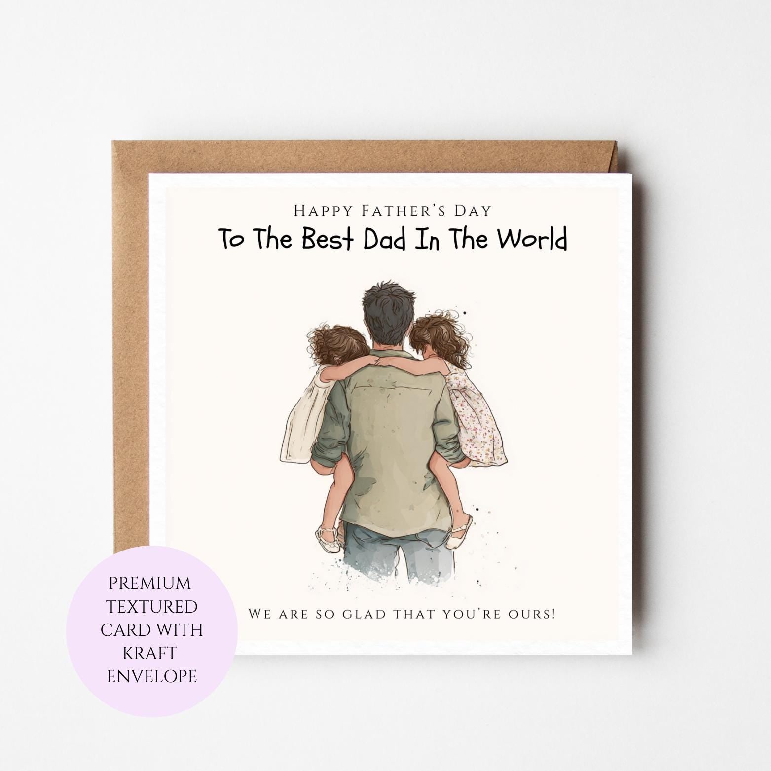 Father's Day Card, Dad With Two Children, Sentimental Family Card (Textured Cardstock, Kraft Envelope)