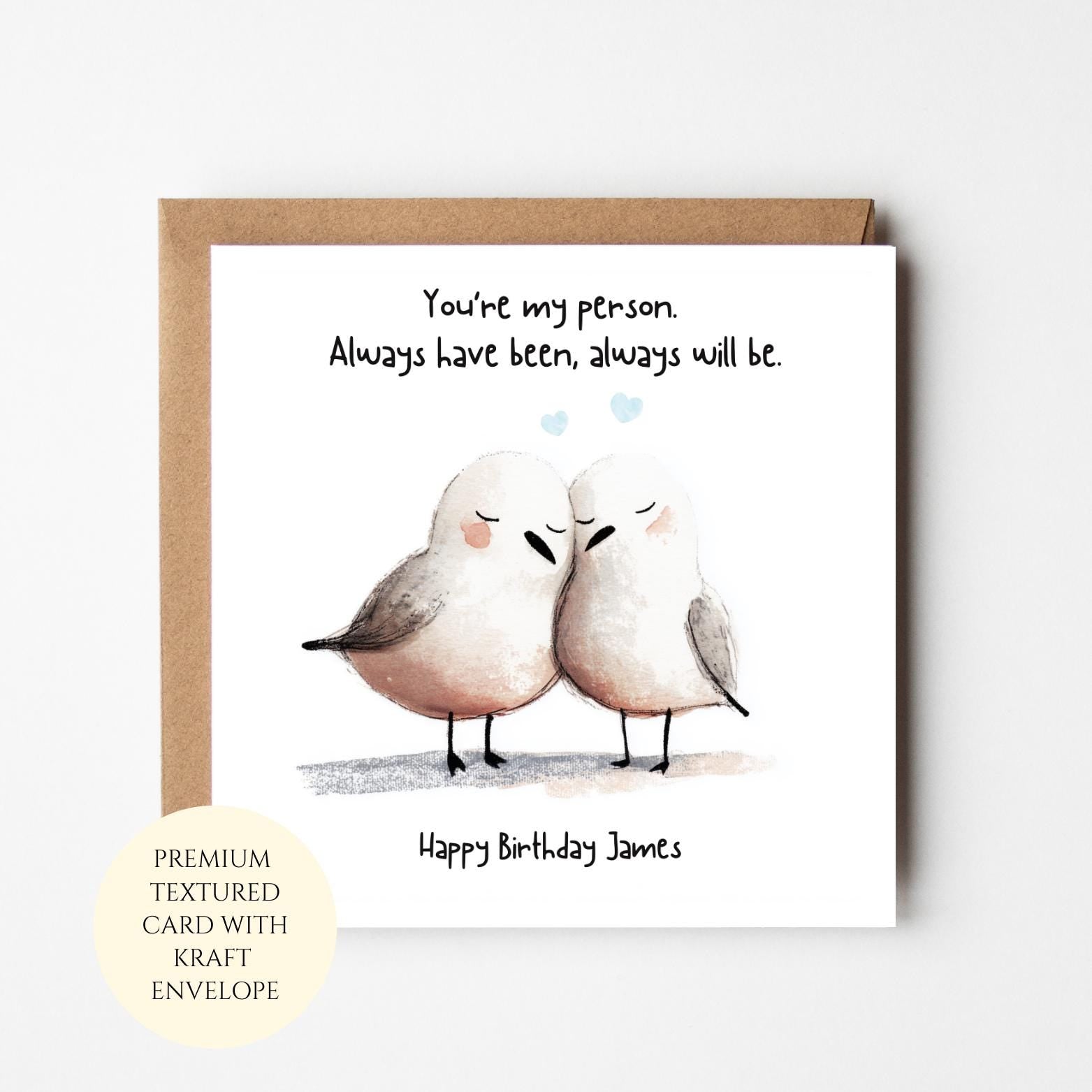 Romantic Birthday Card for Partner, Sweet Love, Husband Wife, Textured Card