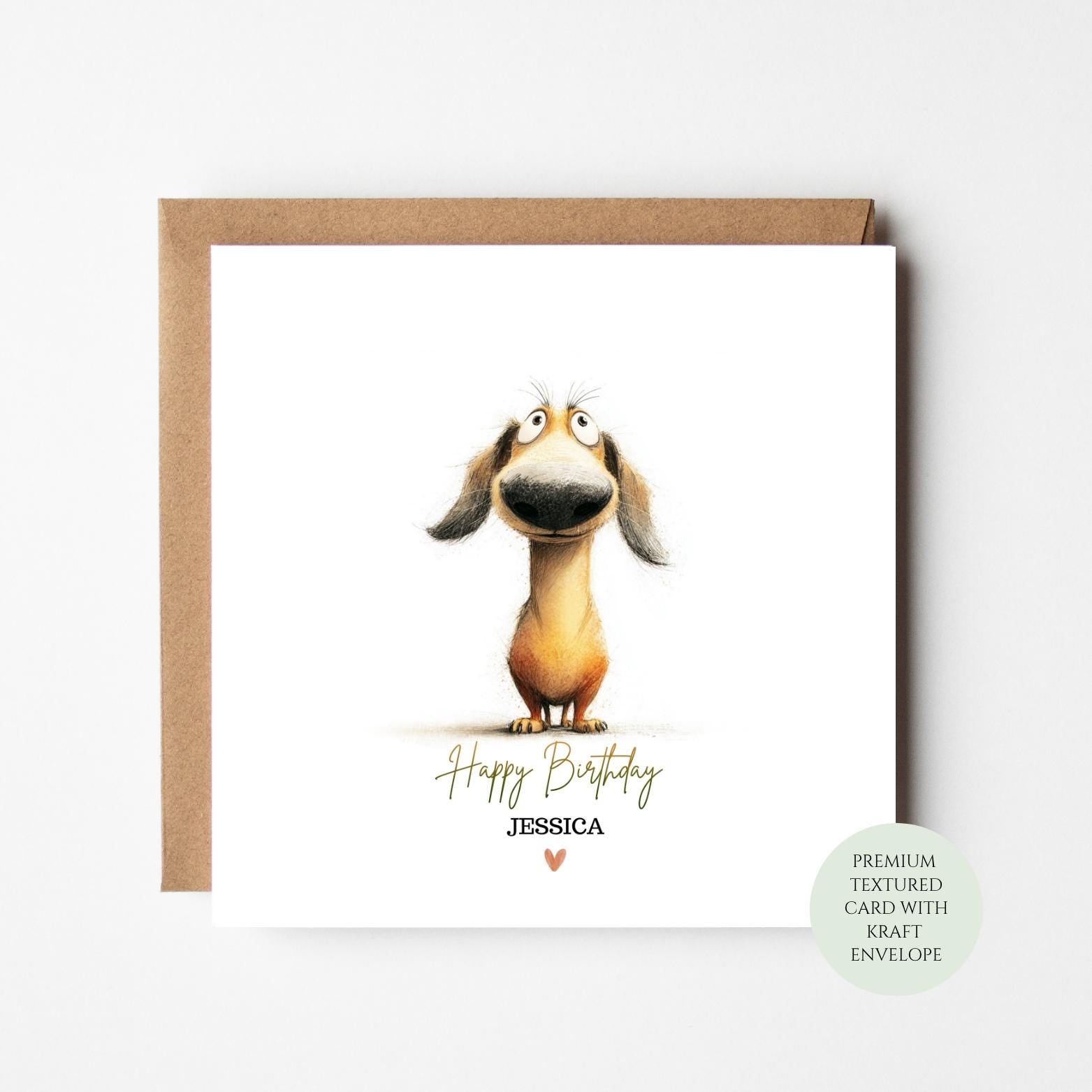 Dog Lover Birthday Card: Dachshund Art (Textured, Includes Envelope)