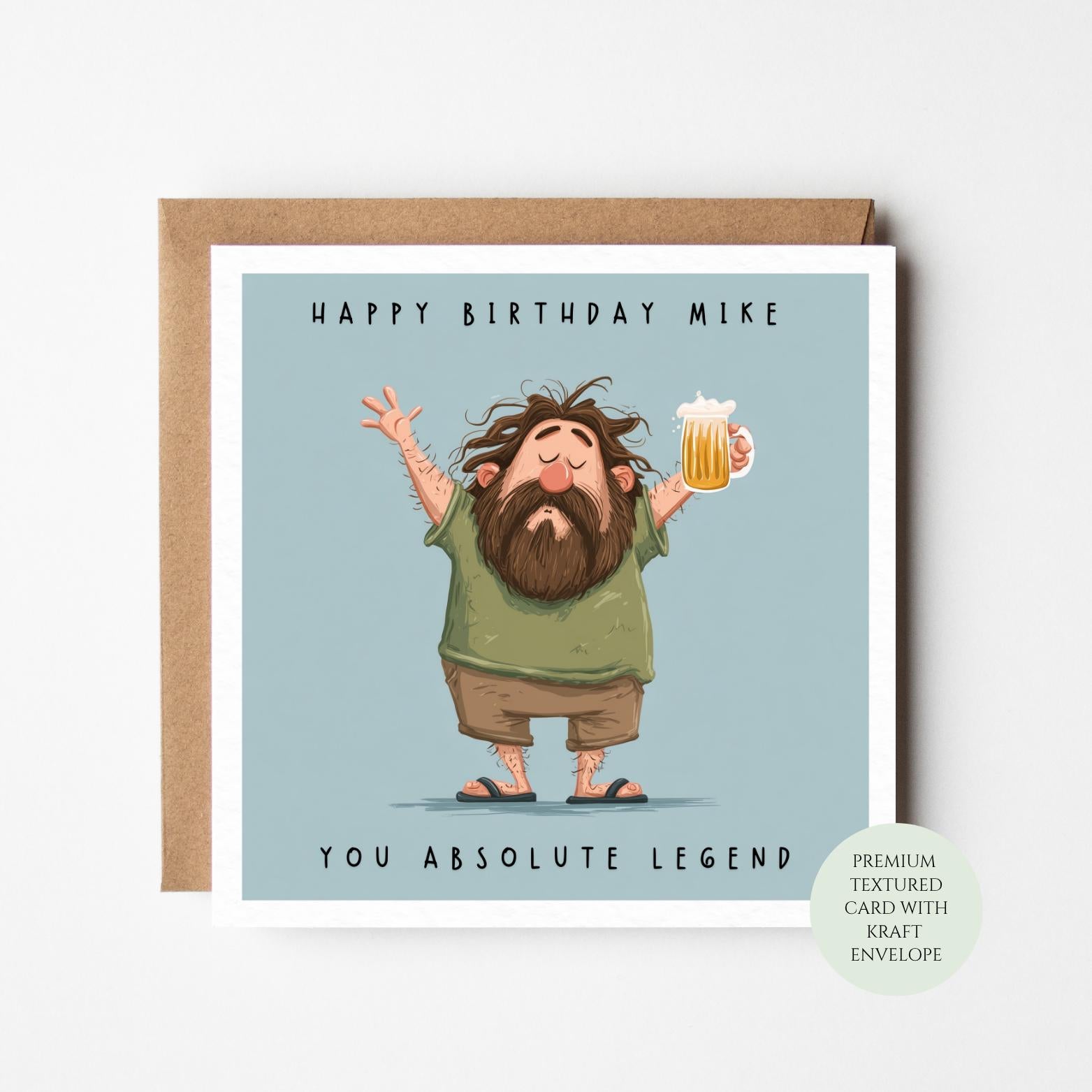 Birthday Card for Him: Funny Beer Theme (Textured Stock, Includes Envelope)
