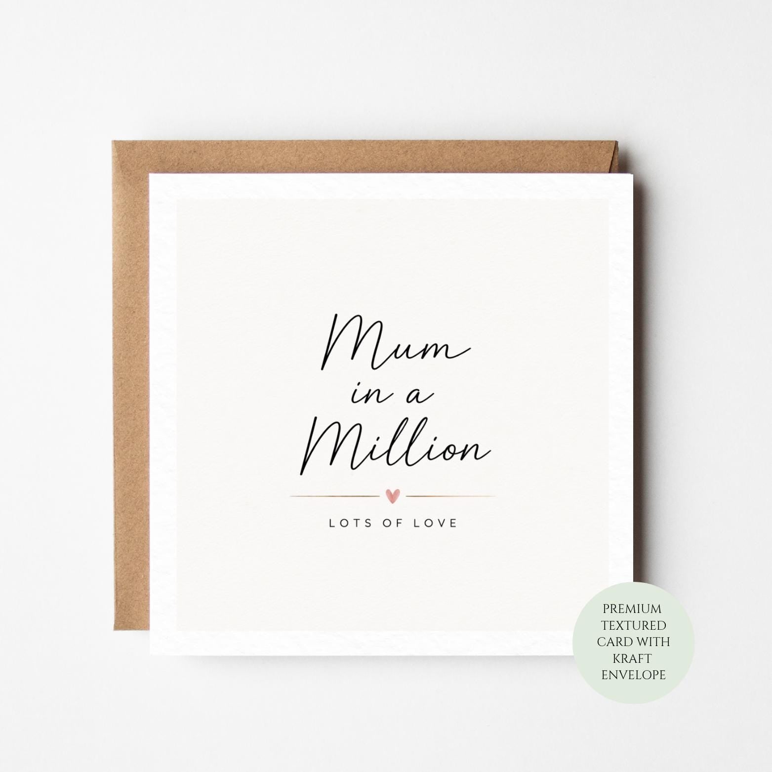 Mum in a Million Birthday Card: Textured Design with Loving Message