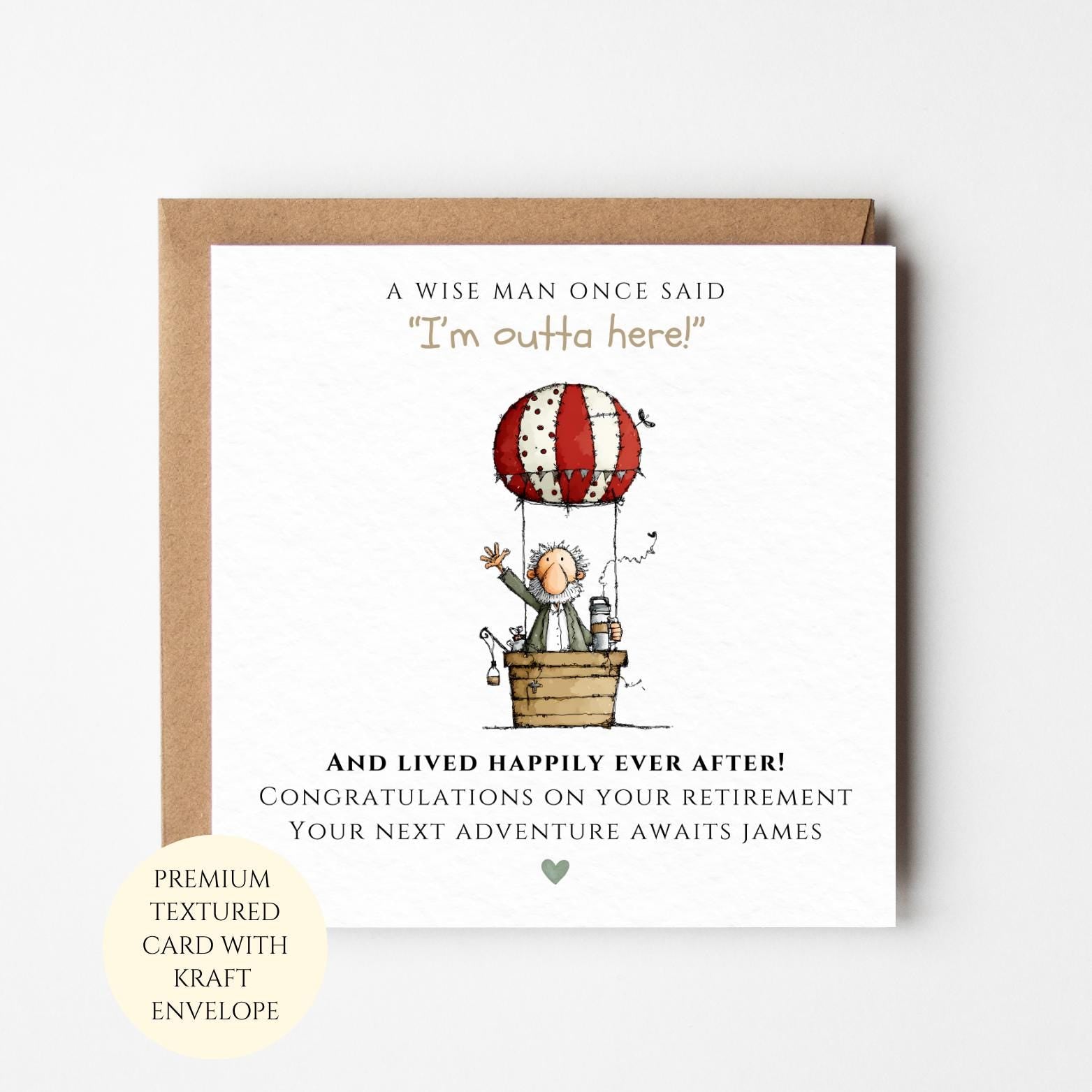 Retirement Card for Him: Hot Air Balloon Adventure Design