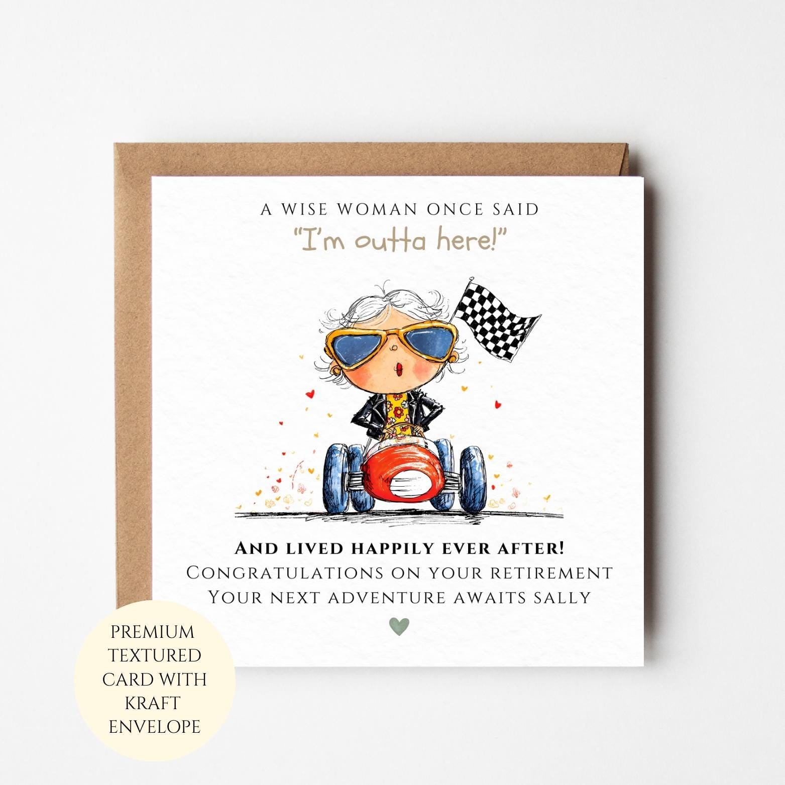 Retirement Card, Go Kart Adventure, Funny Design (For Mum, Friend, Colleague)