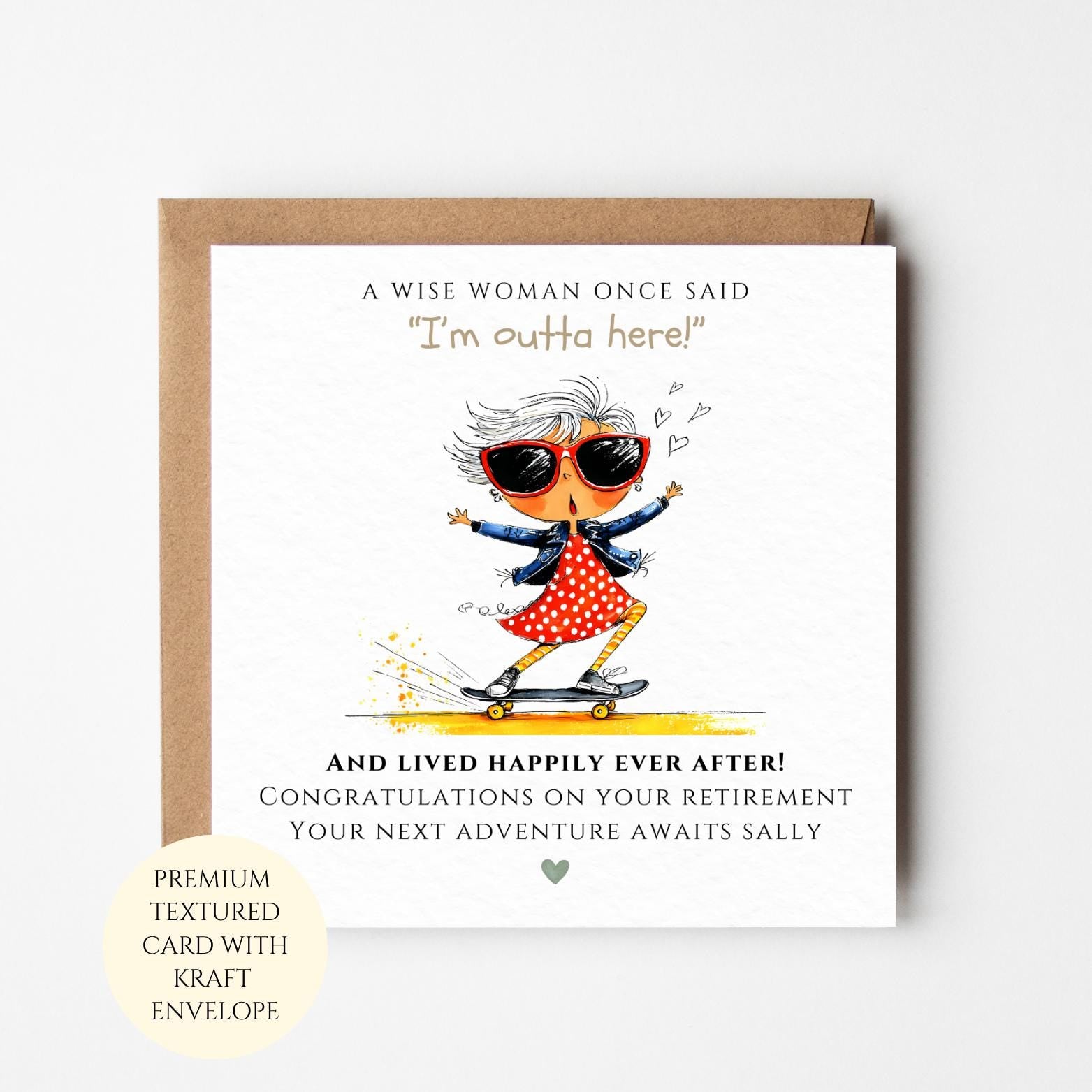 Skateboarding Retirement Card for Her - Fun and Cheerful Design