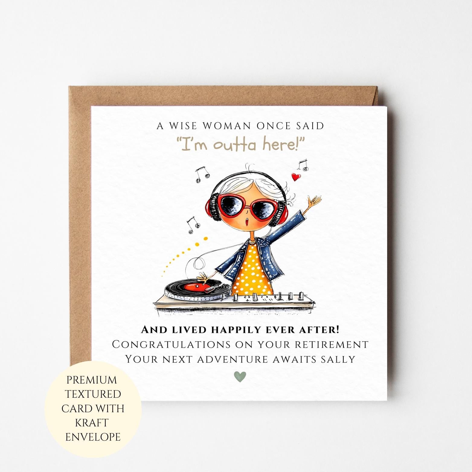 Retirement Card, DJ Music Theme, Funny Design (For Her, Mum, Friend)