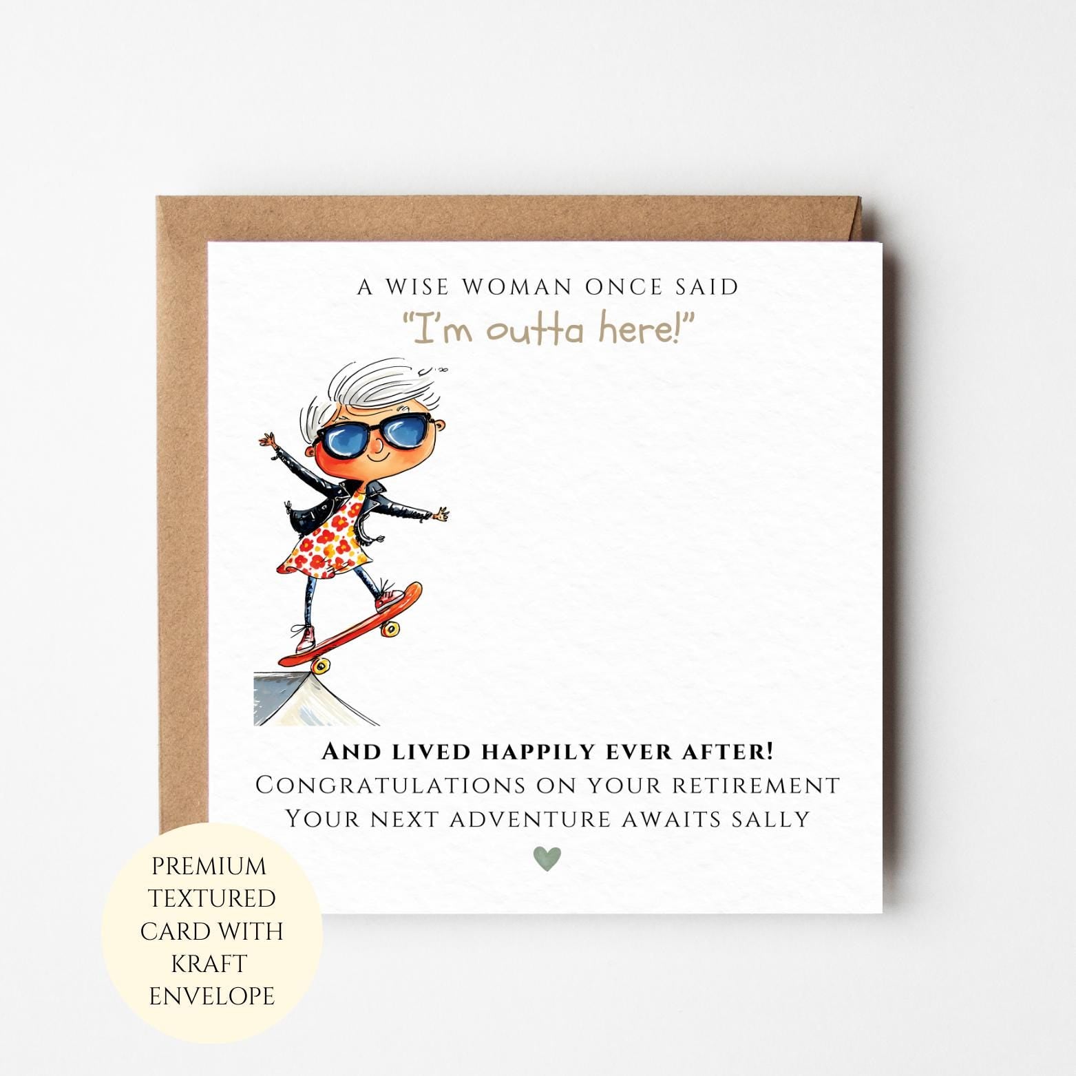 Retirement Greeting Card: Scooter Adventure Theme (Funny, For Her)