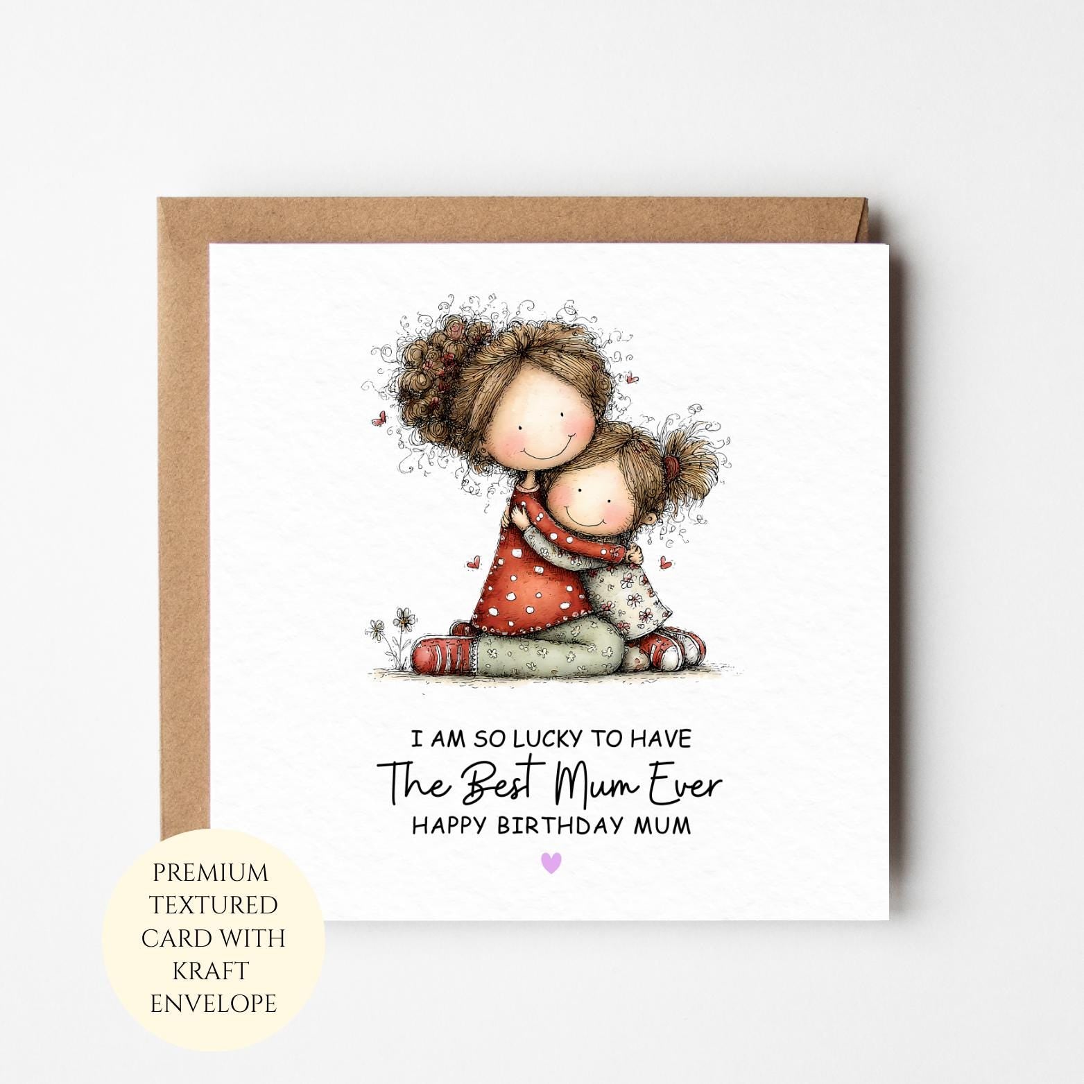 Personalised Birthday Card for Mum, Whimsical Illustration, From Daughter