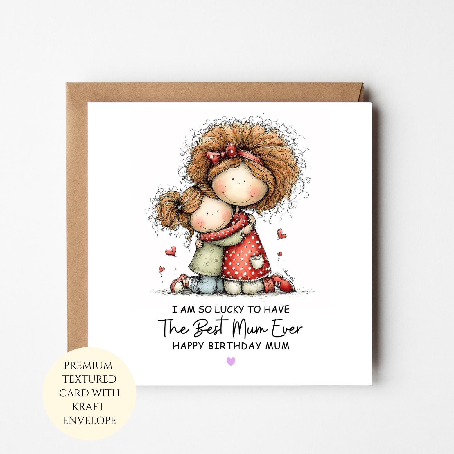 Mother Birthday Card: Personalised from Daughter - Soft Whimsical Art